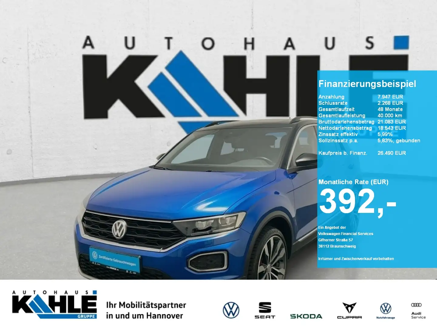 Volkswagen T-Roc 2.0 TDI DSG Sport 4Motion 4Motion Pano ACC Blau - 1