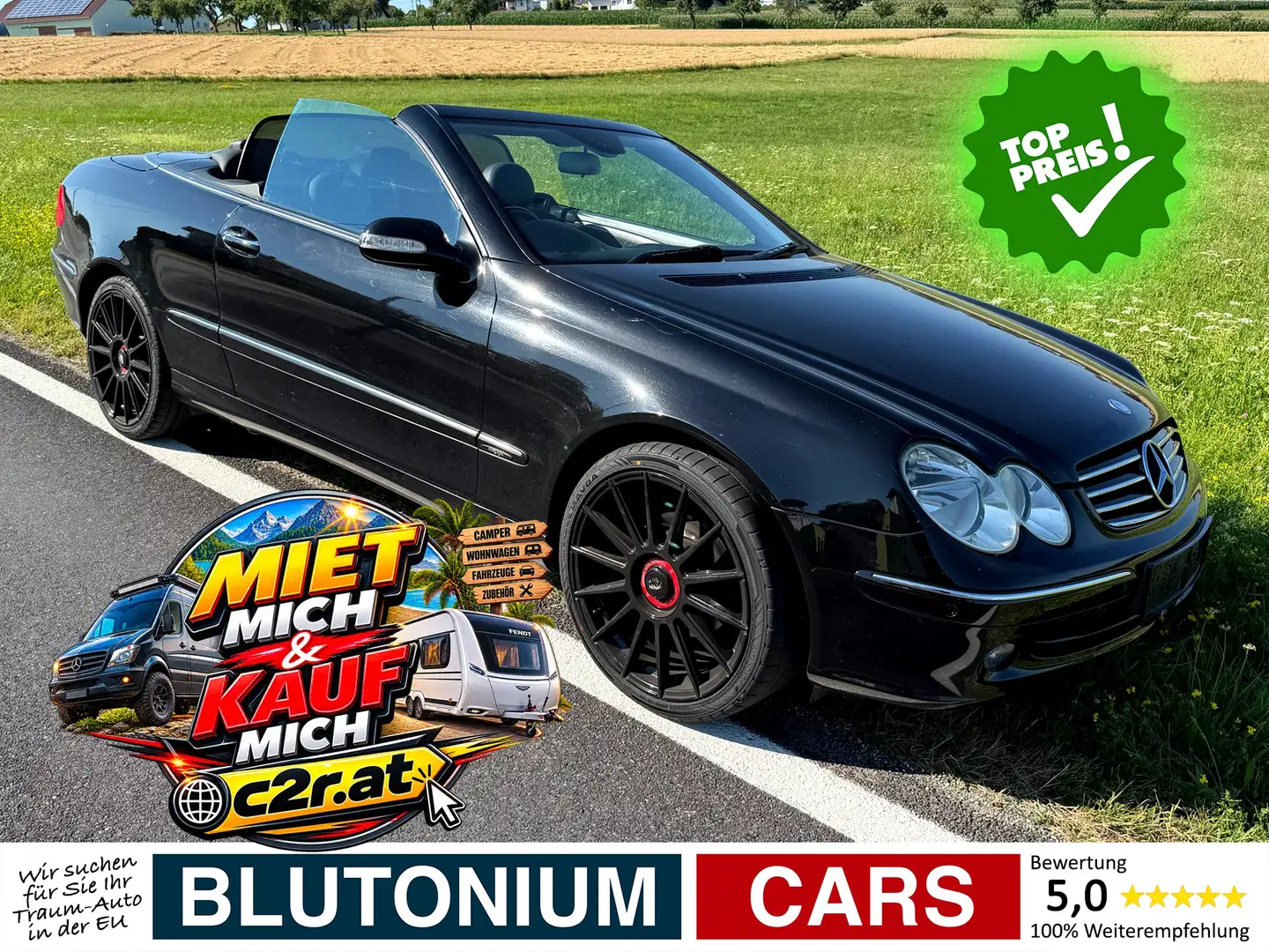 Mercedes-Benz CLK 200 CLK 200 Kompressor Cabrio Avantgarde Aut. Leder Schwarz - 1