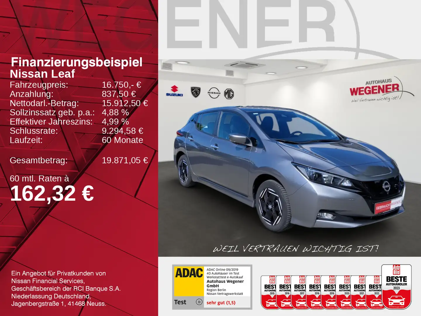 Nissan Leaf LEAF MY22 Acenta 40KWh Allw. Ladek. Typ2 u. Sch Grau - 2