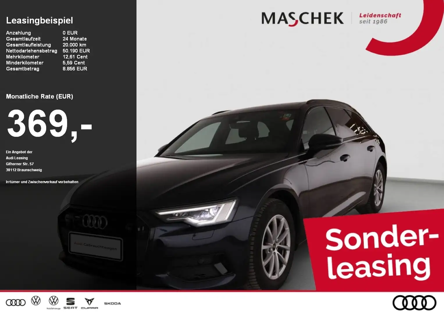Audi A6 Avant advanced 45 TDI AHK Pano Black Matrix Memory Blau - 1