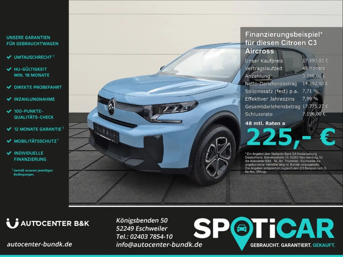 Citroen C3 Aircross Turbo 100 YOU Klima PDC purhalteass. Verkehrszeich Blau - 1