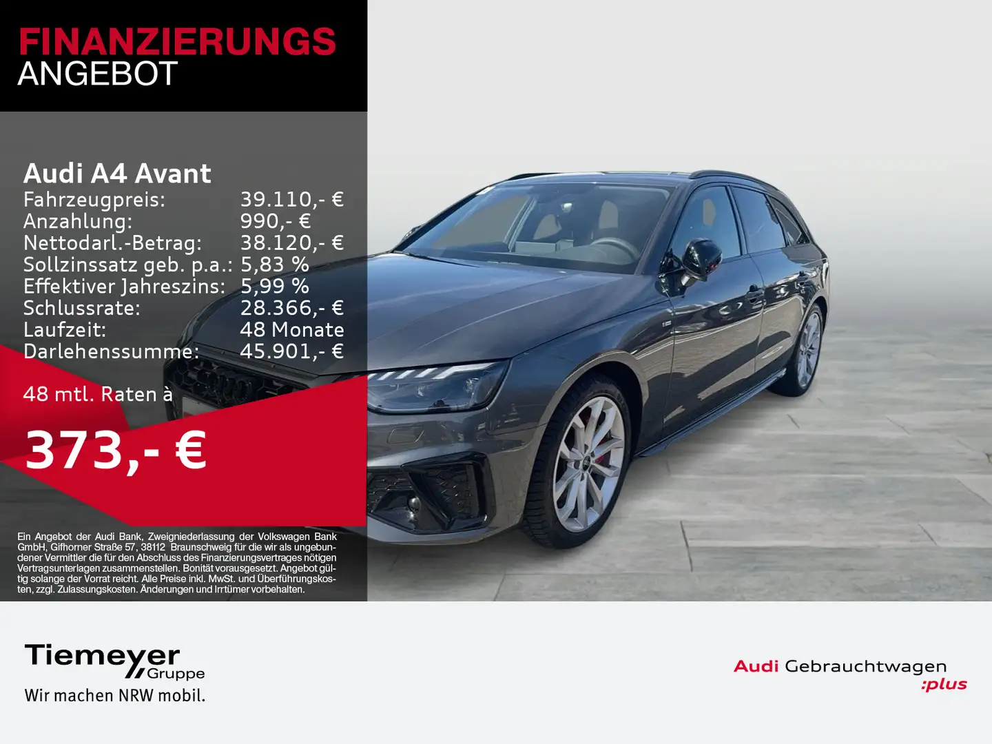 Audi A4 40 TFSI Q 2x S LINE LM19 KAMERA NAVI+ V Grau - 1