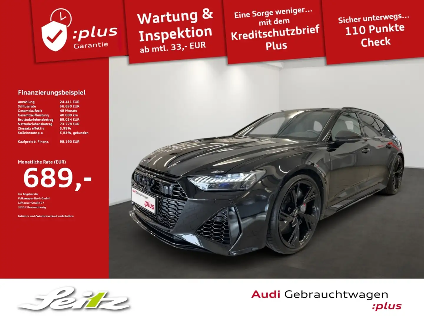 Audi RS6 RS 6 Avant 4.0 TFSI quattro *PANO*B&O*KERAMIK*MATR Schwarz - 1