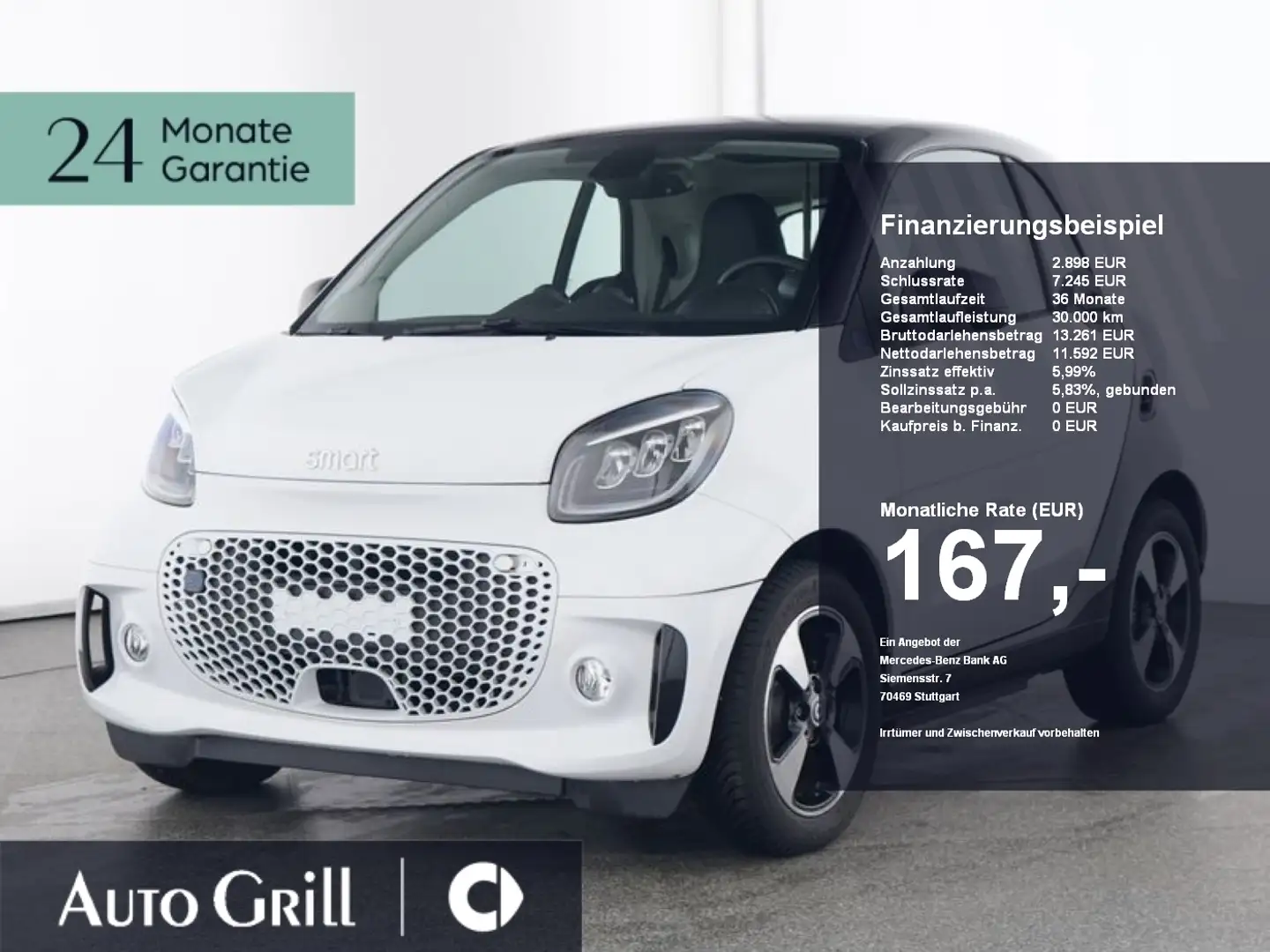 smart forTwo EQ  Exkl 22kw Pano LED Kamera 1528km Wit - 1