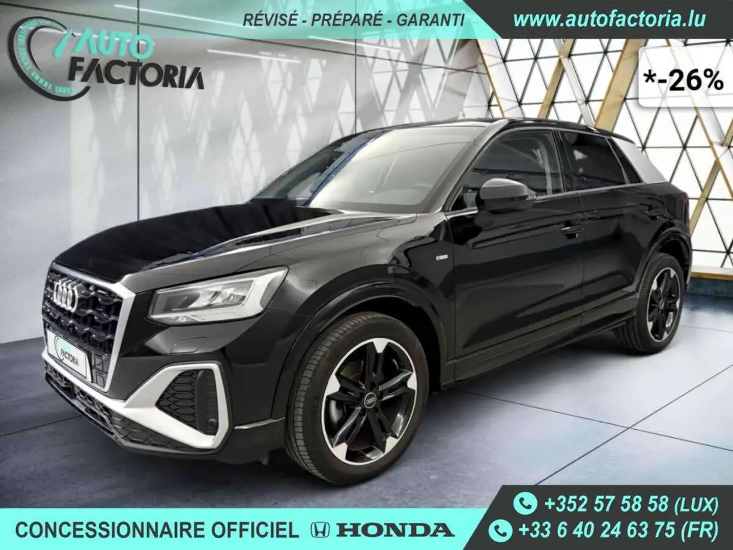 Audi Q2 -26% 30 TFSI 110cv SLINE +GPS+CAM+FULL LED+Options Noir - 1
