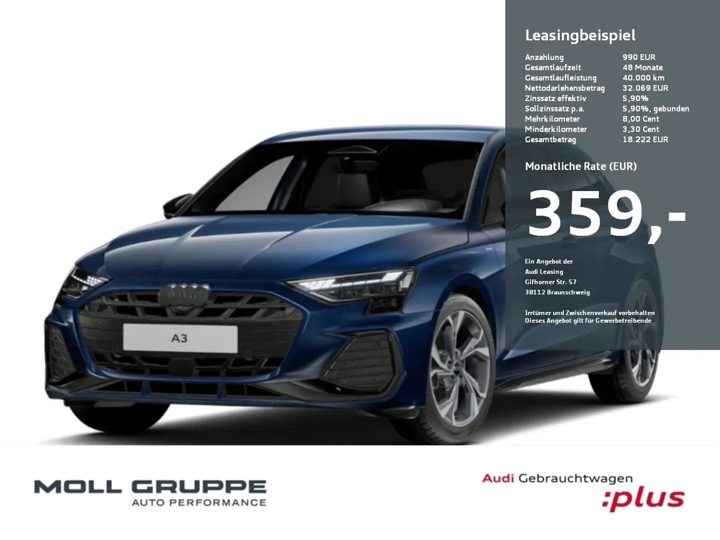 Audi A3 Sportback S line TFSI 110 kW S tronic Blau - 1