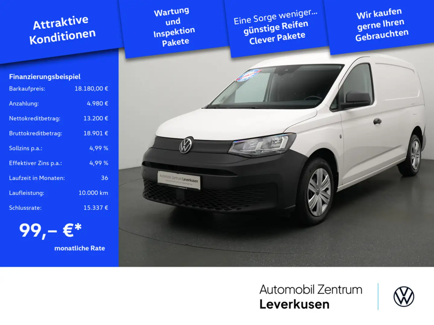Volkswagen Caddy Cargo Maxi ACC NAVI KAM SHZ AHK Weiß - 1