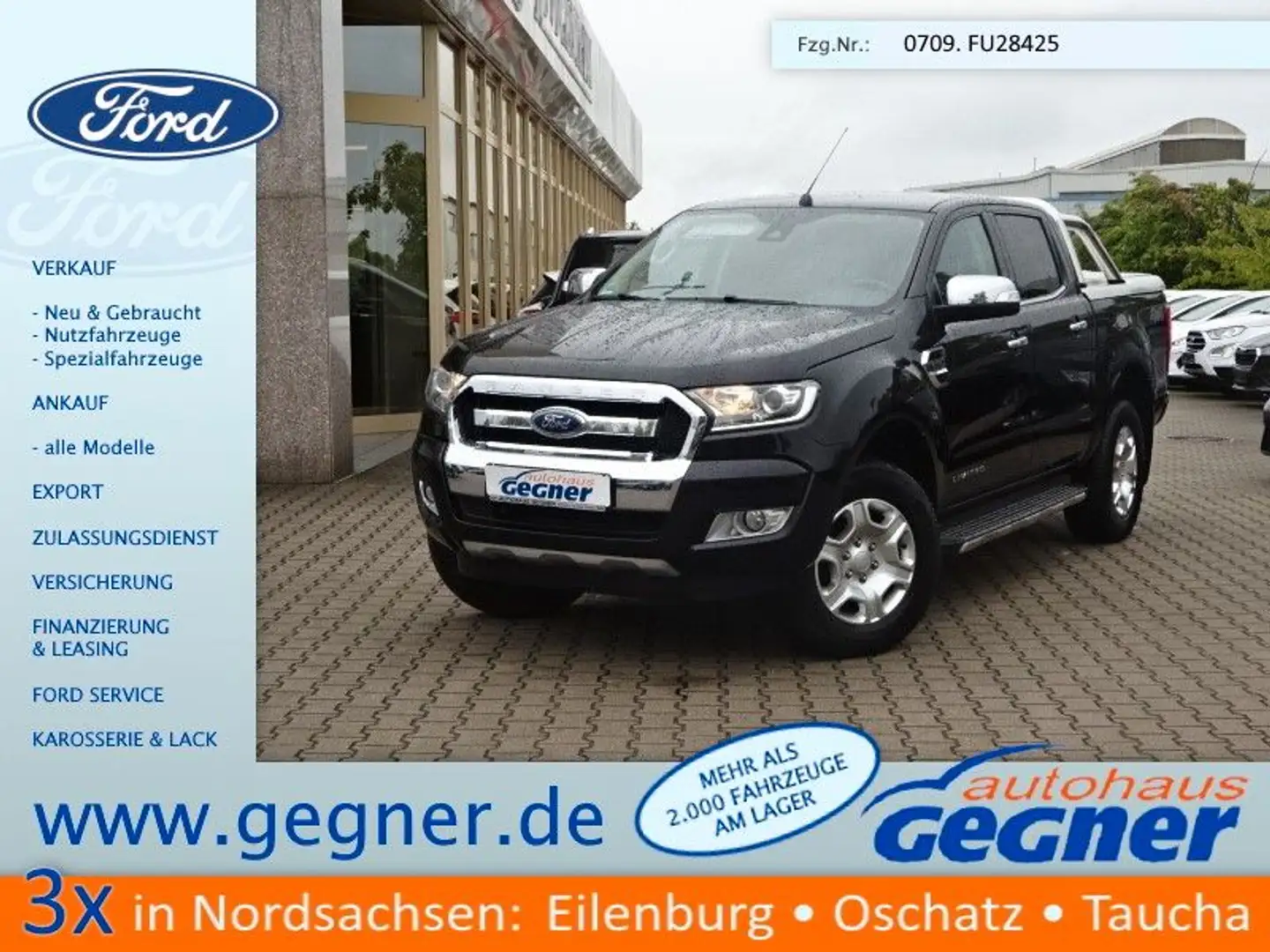 Ford Ranger Doka 200PS Limited 4x4 AHK Ergo-Sitze ACC Noir - 1