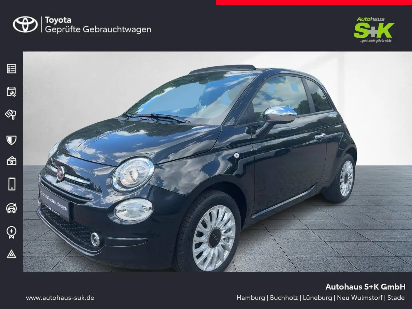 Fiat 500C 1,0l Hybrid+FALTDACH+TEMPOMAT+KLIMA+NAVI+++ Schwarz - 1