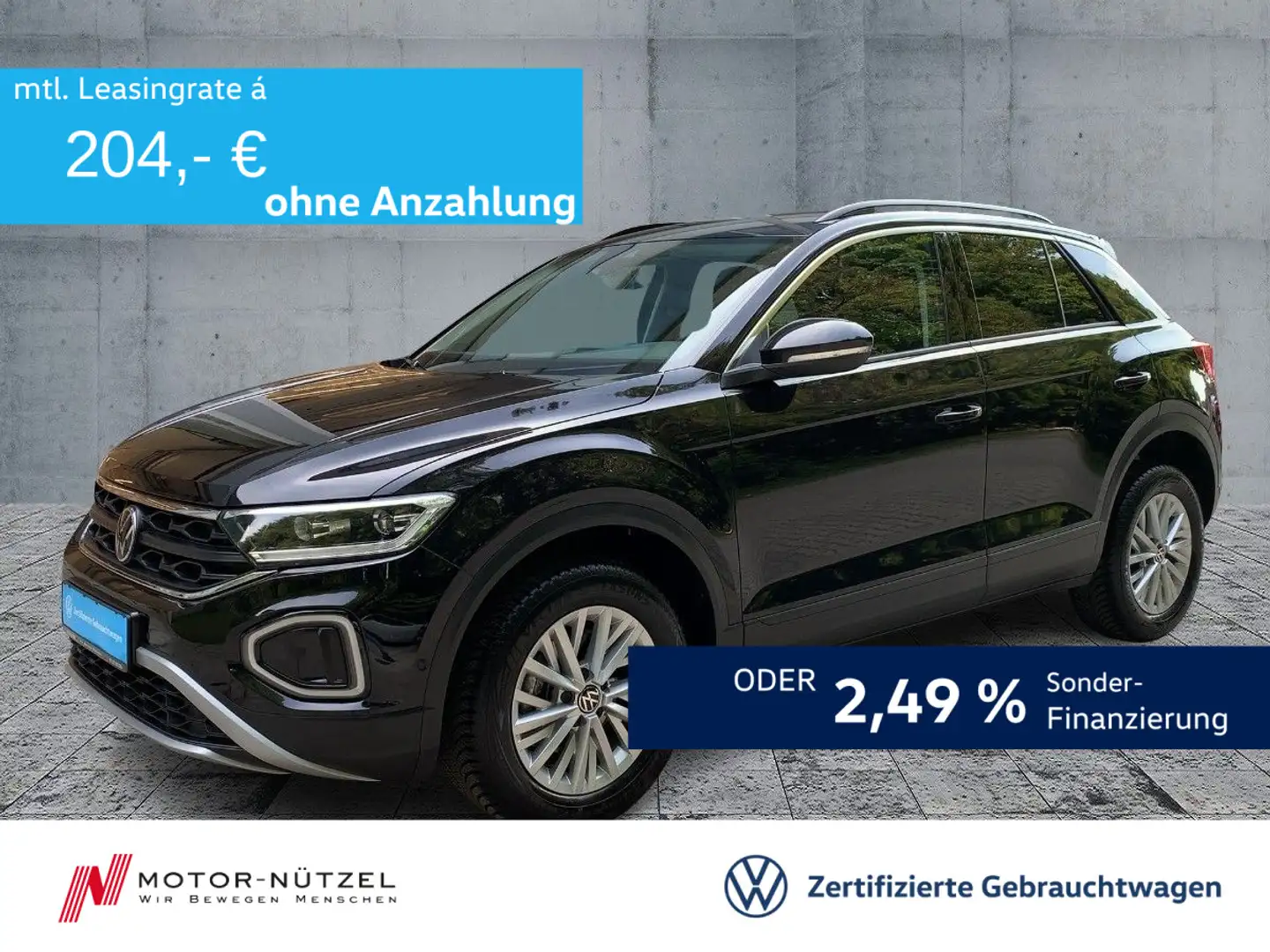 Volkswagen T-Roc 1.0 TSI LIFE LEDplus+NAVI+DAB+SHZ+2xPDC+VC Schwarz - 1