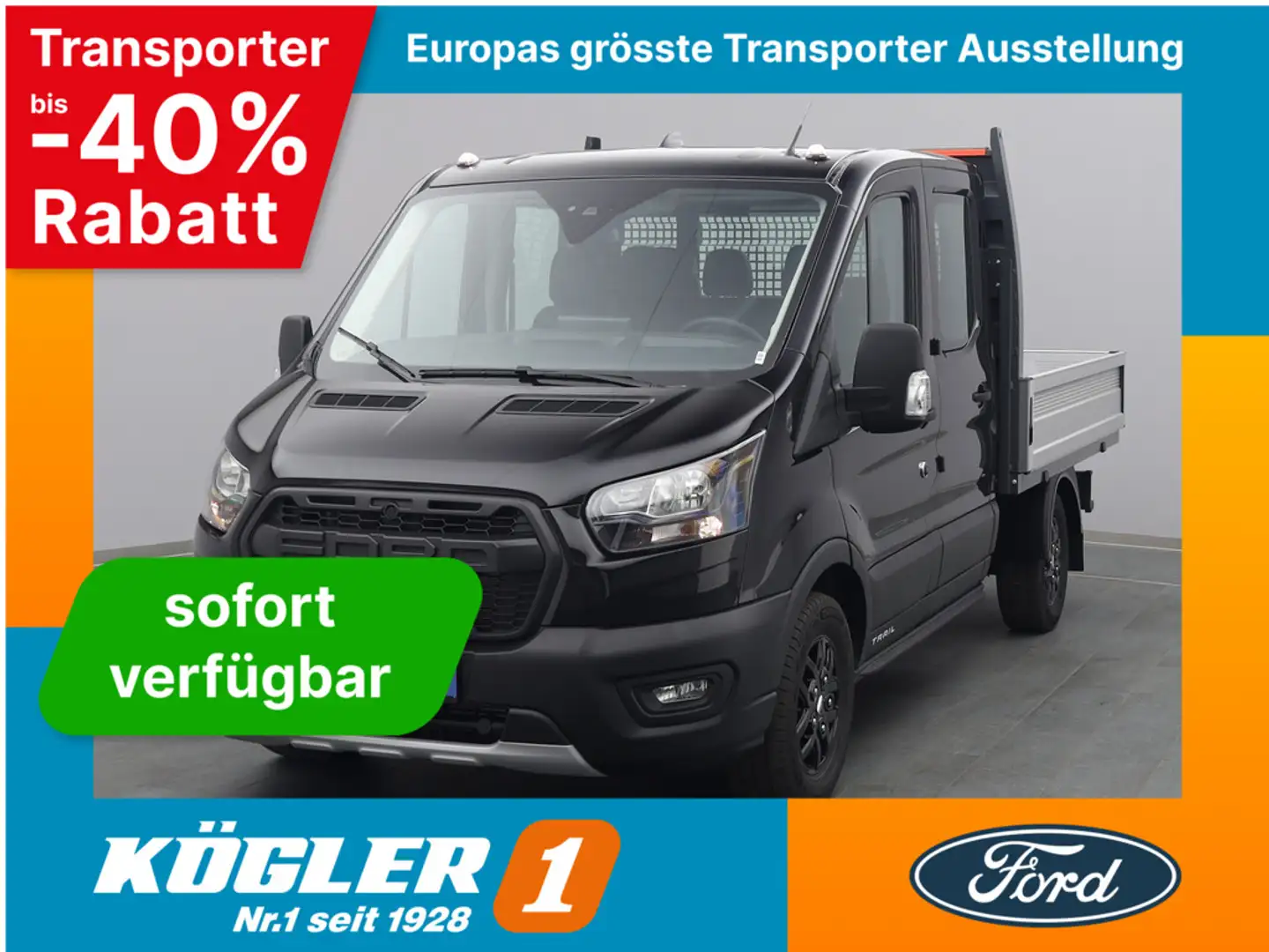 Ford Transit Pritsche DoKa 350 L2 Trail 170PS Noir - 1