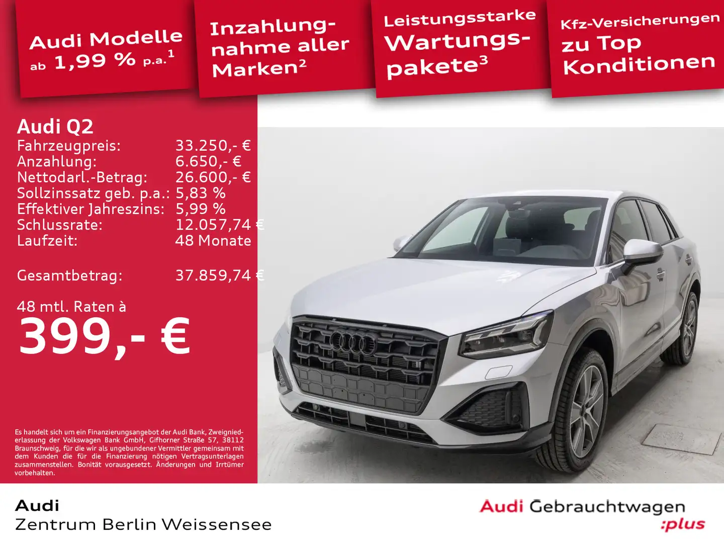 Audi Q2 advanced 35 1.5 TFSI Stro*MATRIX LED*KLIMA*Sl Silber - 1