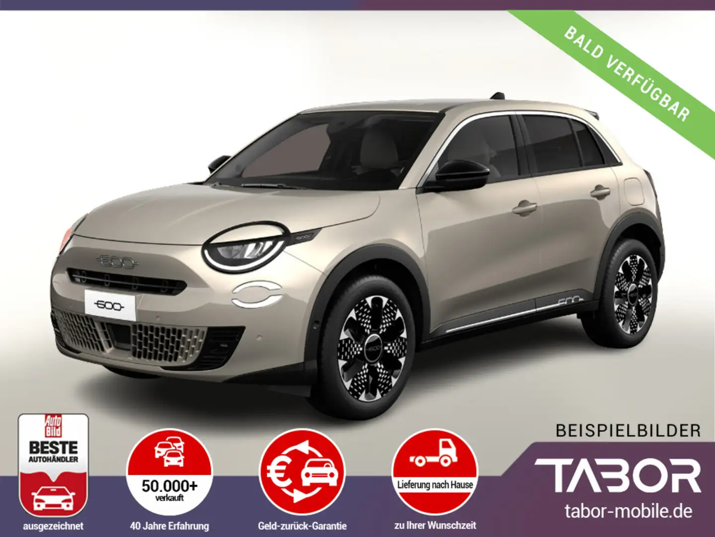 Fiat 600 MHEV 110 DCT Nav SHZ KeyL LED Kam PDC CarP Beige - 1
