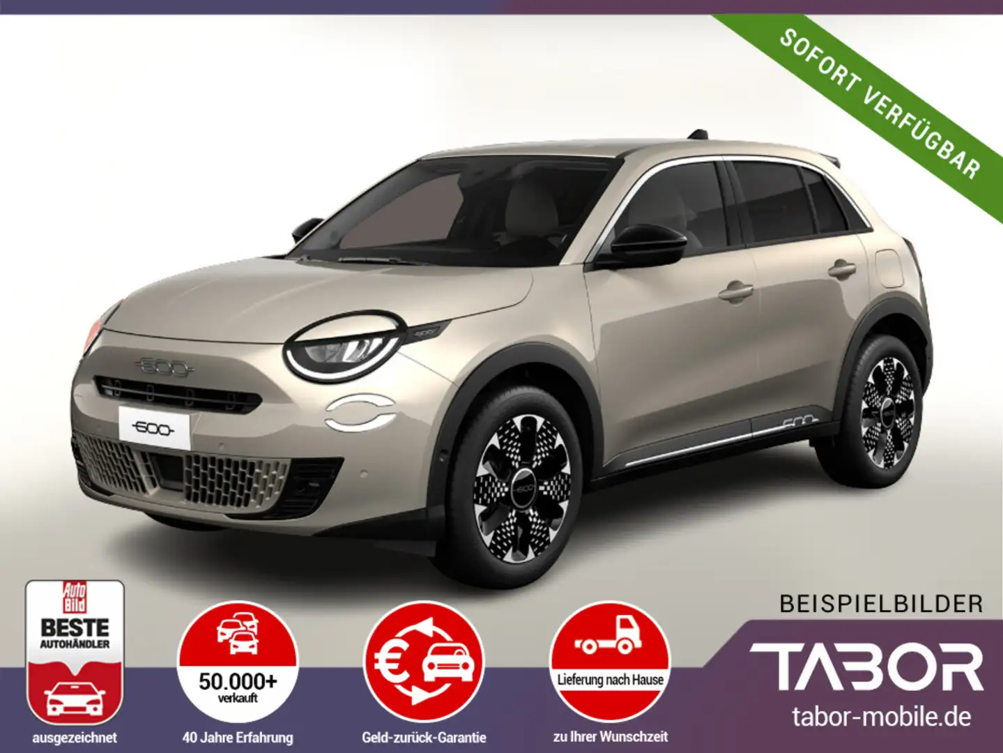 Fiat 600 MHEV 110 DCT Nav SHZ KeyL LED Kam PDC CarP Beige - 2