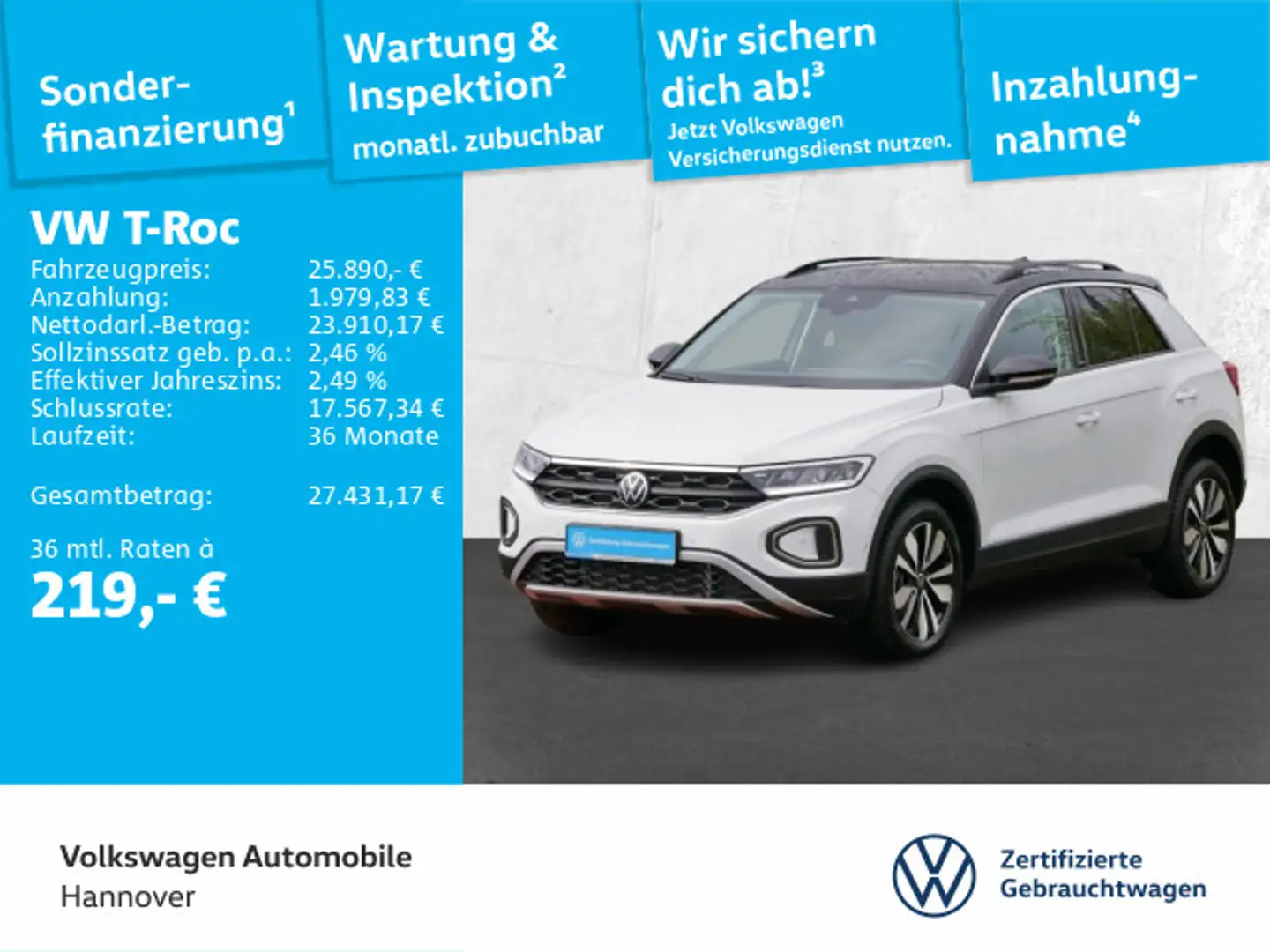 Volkswagen T-Roc 1.5 TSI Move Navi LED DigCockpit ACC PDC S Weiß - 1