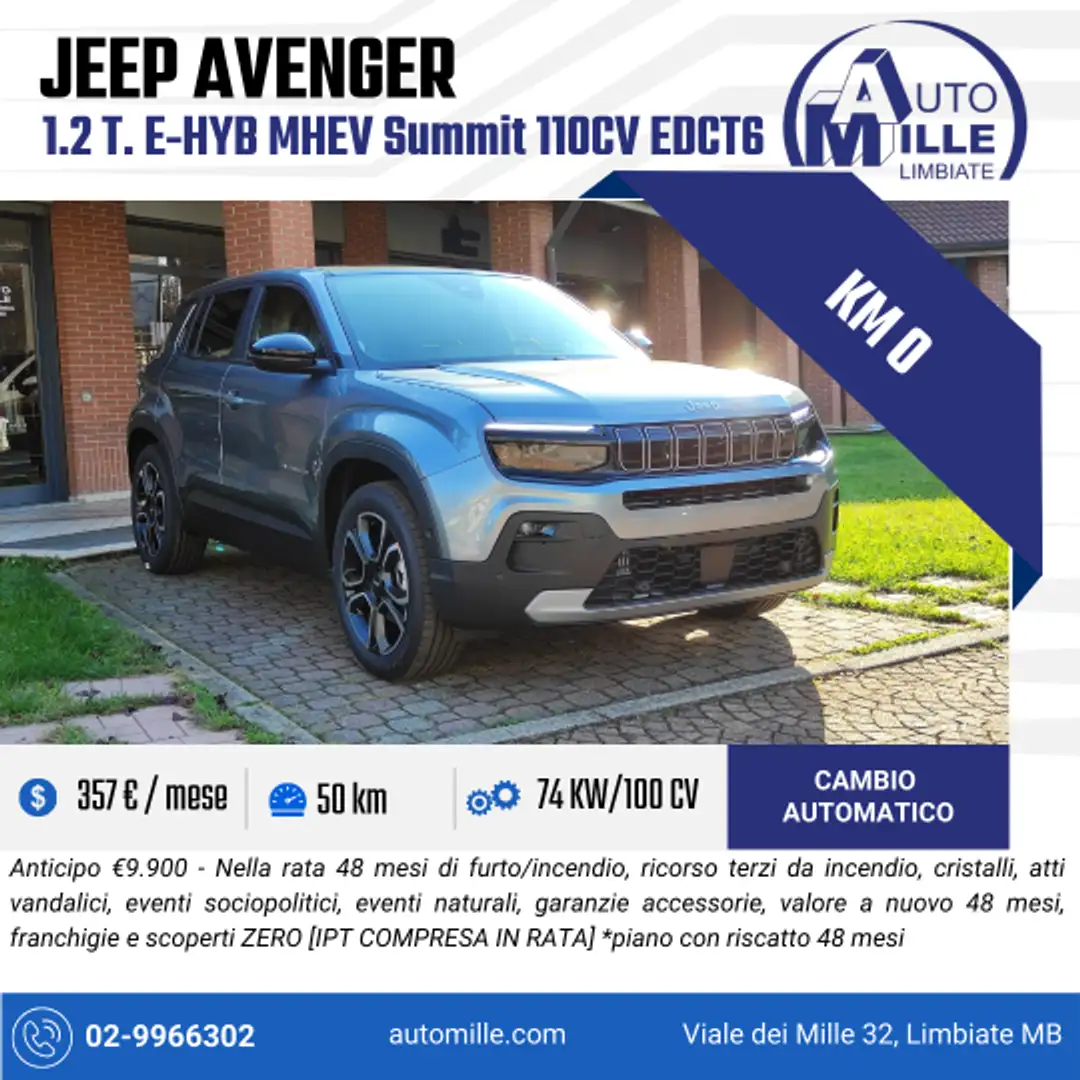 Jeep Avenger 1.2 turbo e-hybrid mhev Summit fwd 110cv edct6 Gris - 1