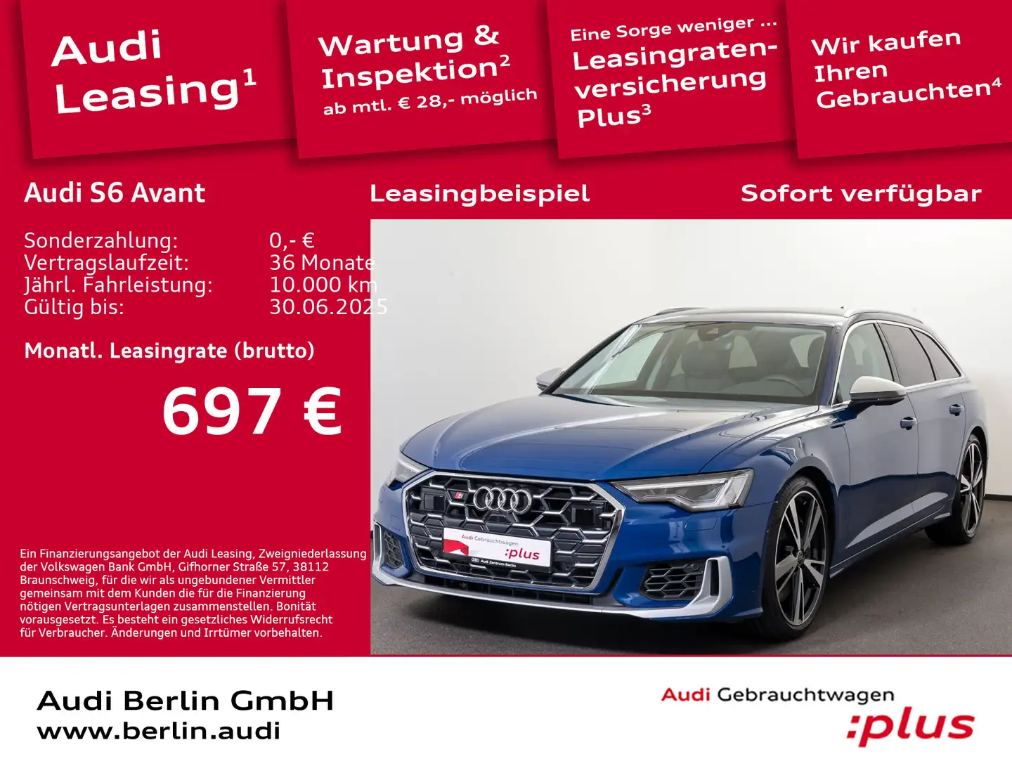 Audi S6 TDI qu.tiptr. LED RFK NAVI VIRTUAL Blau - 1