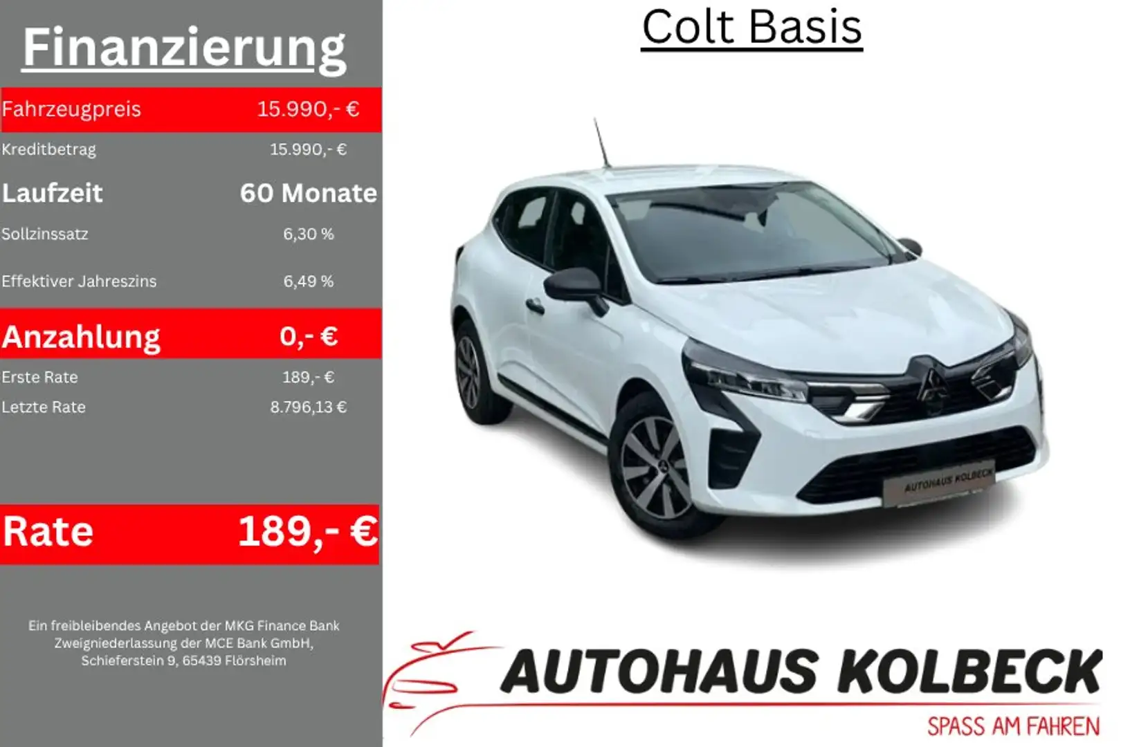 Mitsubishi Colt 1.0 BASIS Blanc - 1