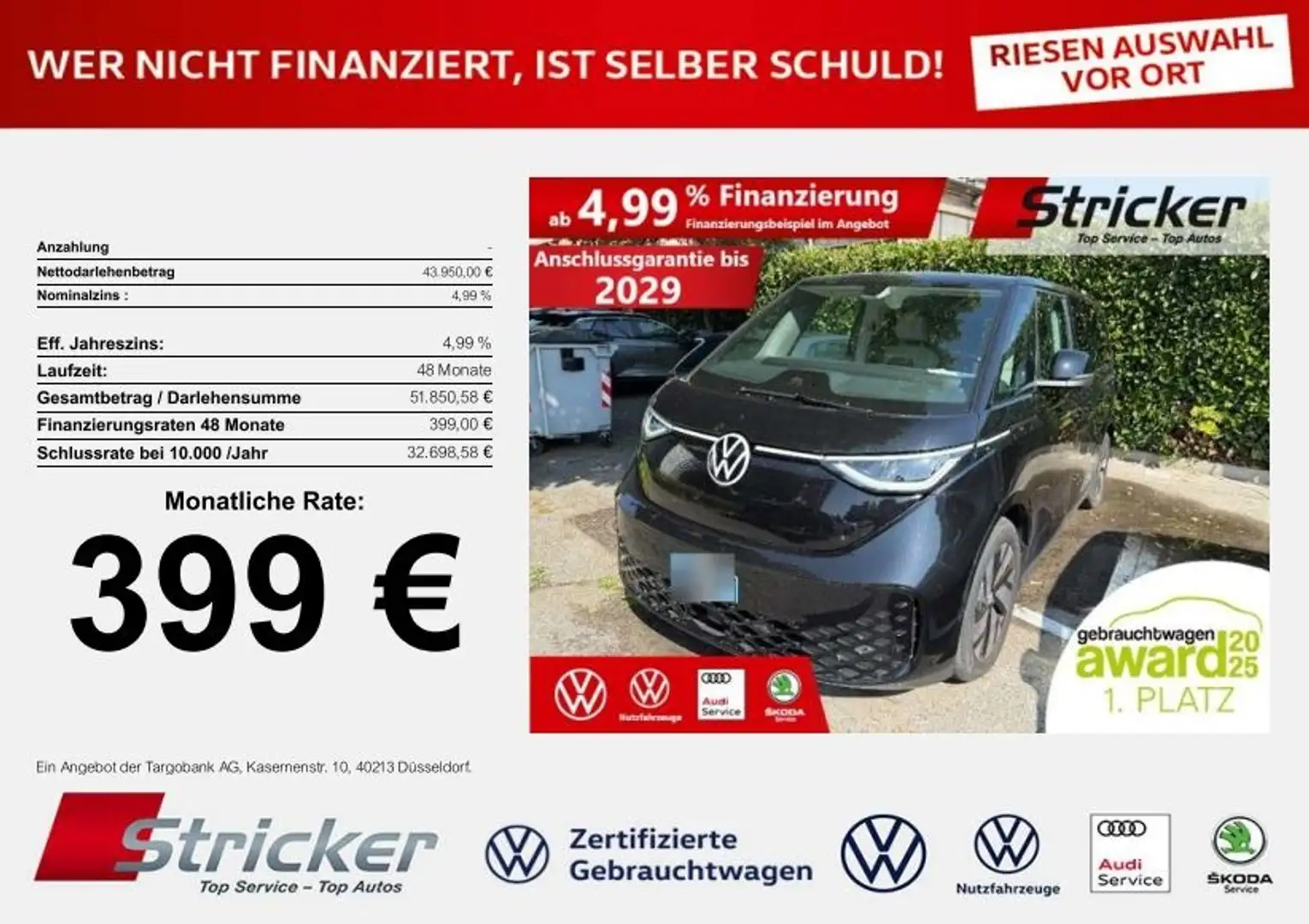 Volkswagen ID. Buzz Pro 150/77 399,-ohne Anzahlung ACC Kamera Schwarz - 1
