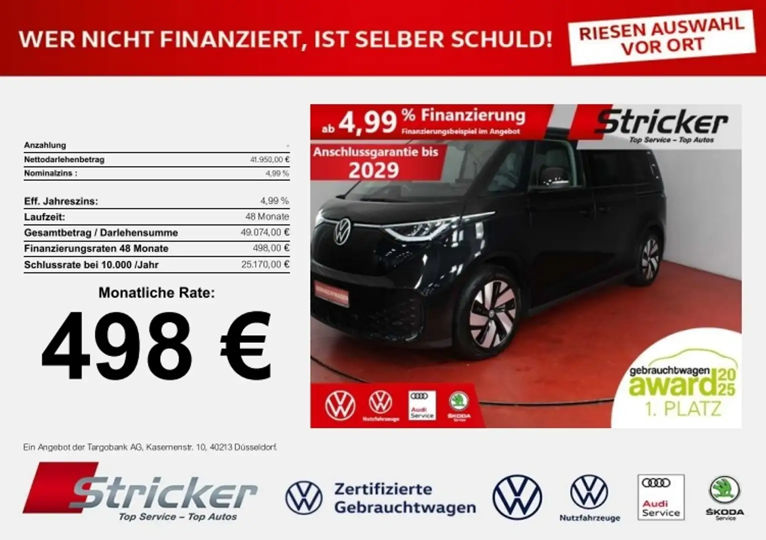 Volkswagen ID. Buzz Pro 498,-ohne Anzahlung 150/77 ACC Kamera Schwarz - 1