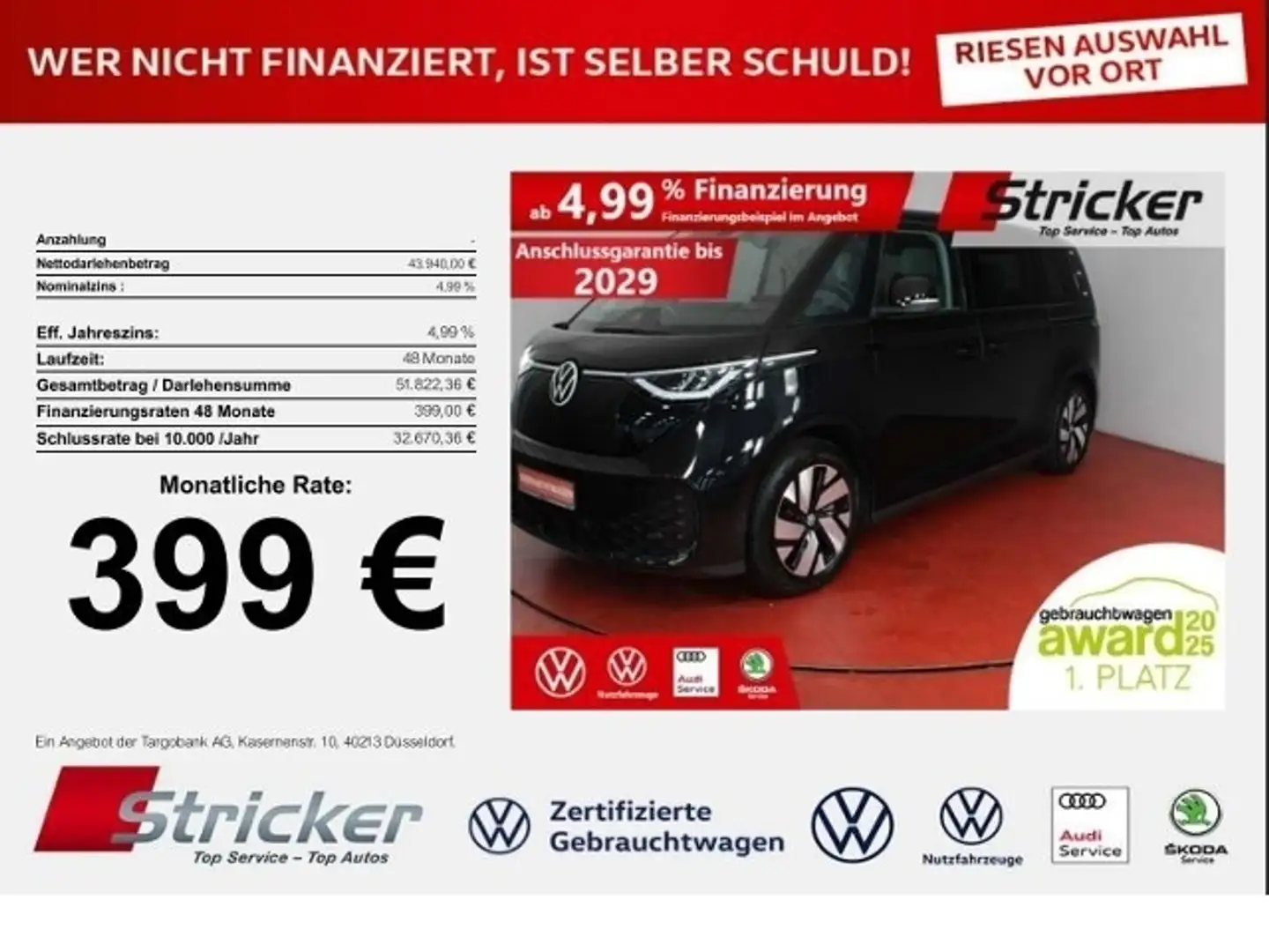 Volkswagen ID. Buzz Pro 150/77 399,-ohne Anzahlung ACC Kamera Schwarz - 1