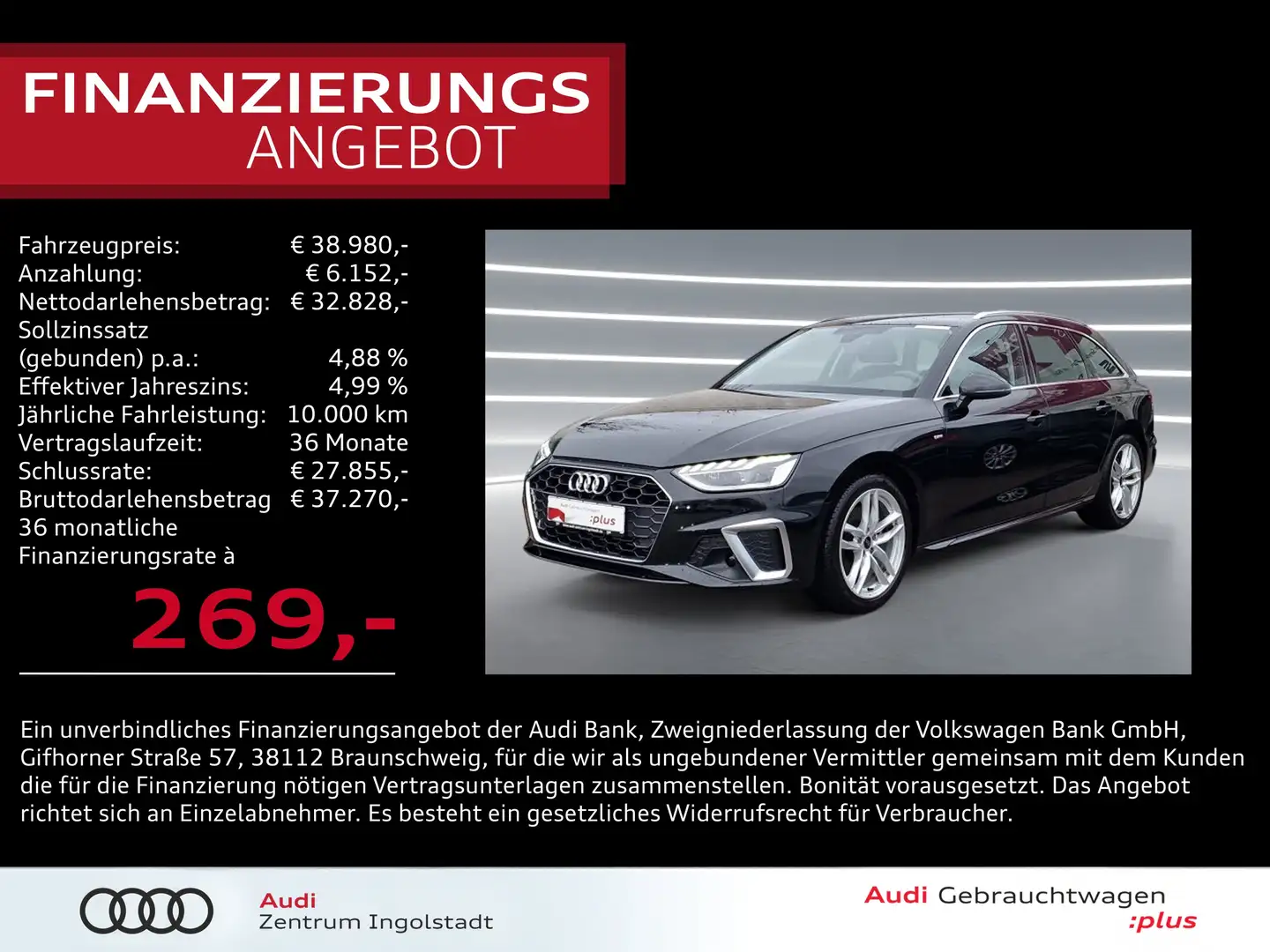 Audi A4 Avant 35 TFSI S line AHK ACC LED NAVI virtual Schwarz - 1