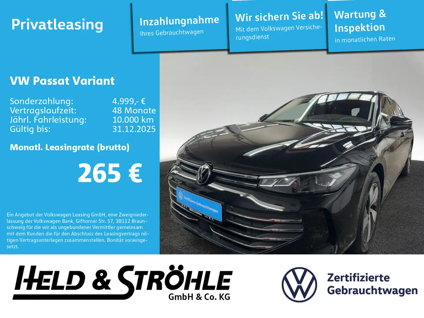 Volkswagen Passat Variant Business 1.5 eTSI DSG AHK 360°KAM Noir - 1