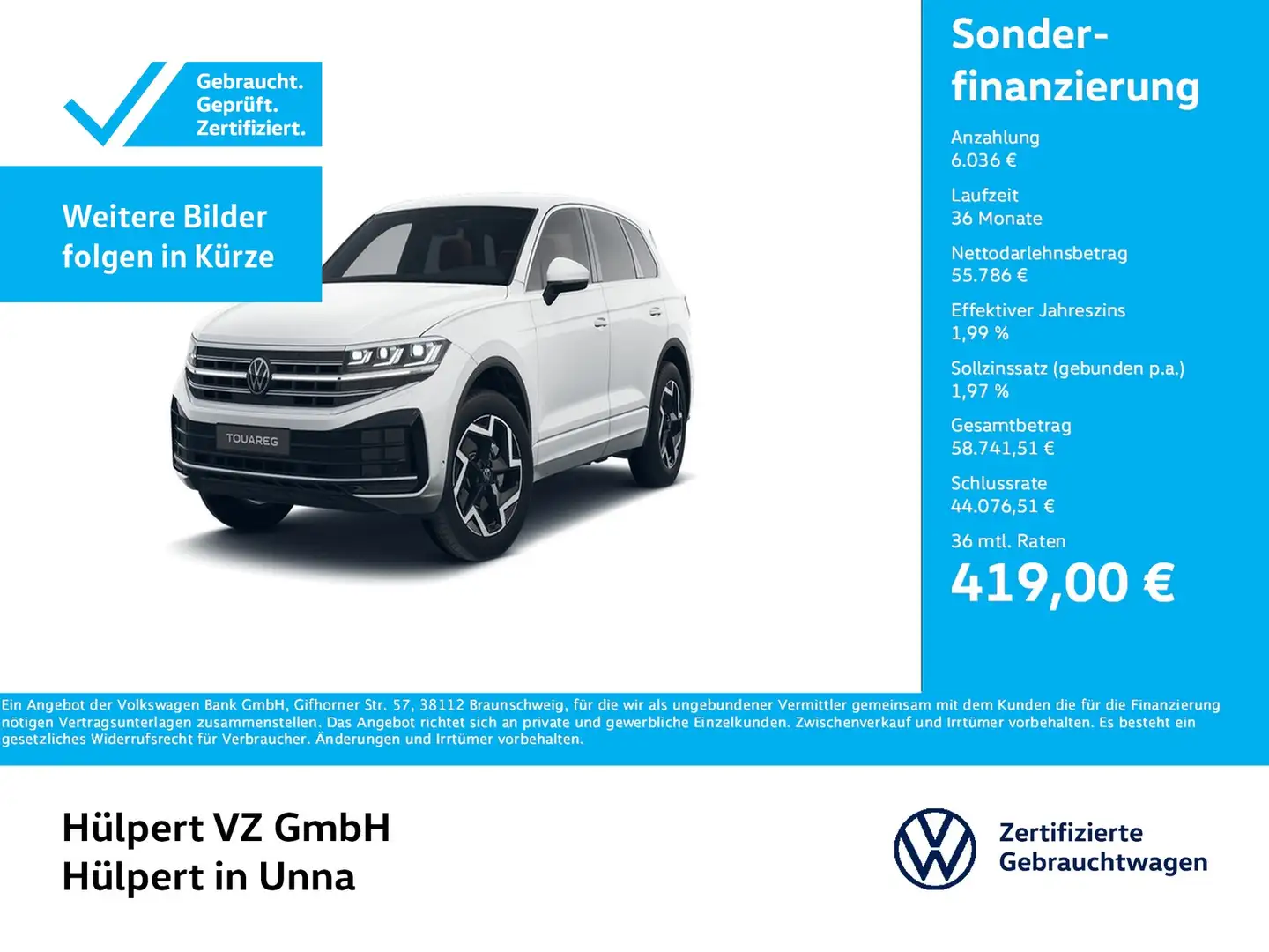 Volkswagen Touareg V6 ELEGANCE NEUESMODELL AHK CAM ACC LM19 White - 1