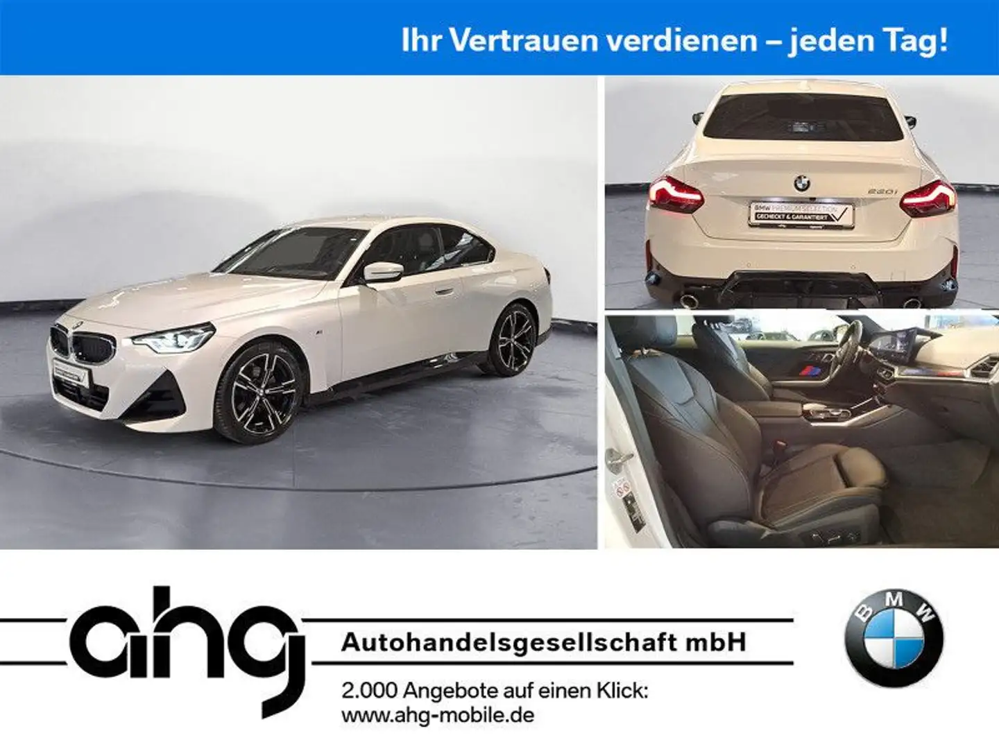 BMW 220 i Coupe M Sport Navi Klima Leder PDC Kamera H Weiß - 1