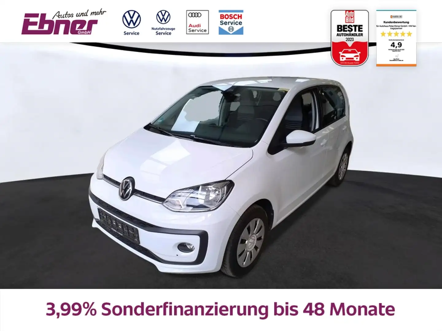 Volkswagen up! MOVE UP! 65PS 4-TÜRER KAMERA+SITZHZG+GRA+ACAUTOM+N Weiß - 1