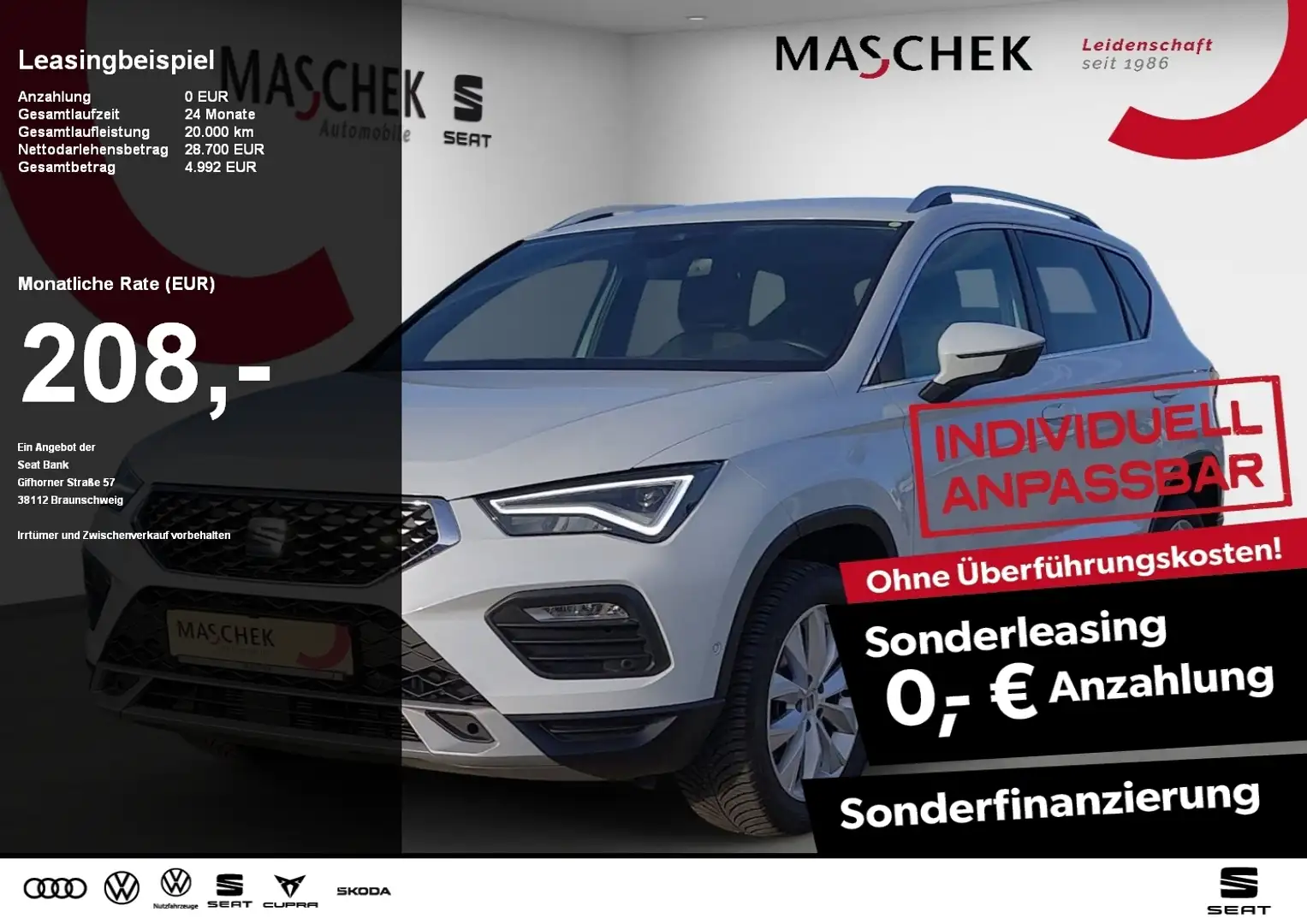 SEAT Ateca X-Perience 1.5 TSI DSG Navi RearView ACC Sitzh. AC Weiß - 1