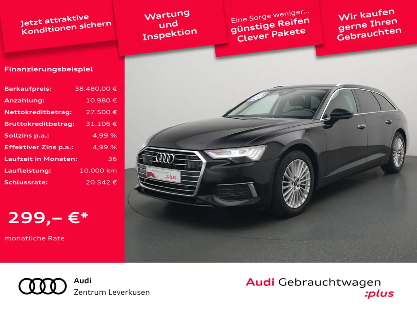 Audi A6 Avant quattro LEDER VIRT KAM SHZ PDC NAVI ACC Schwarz - 1