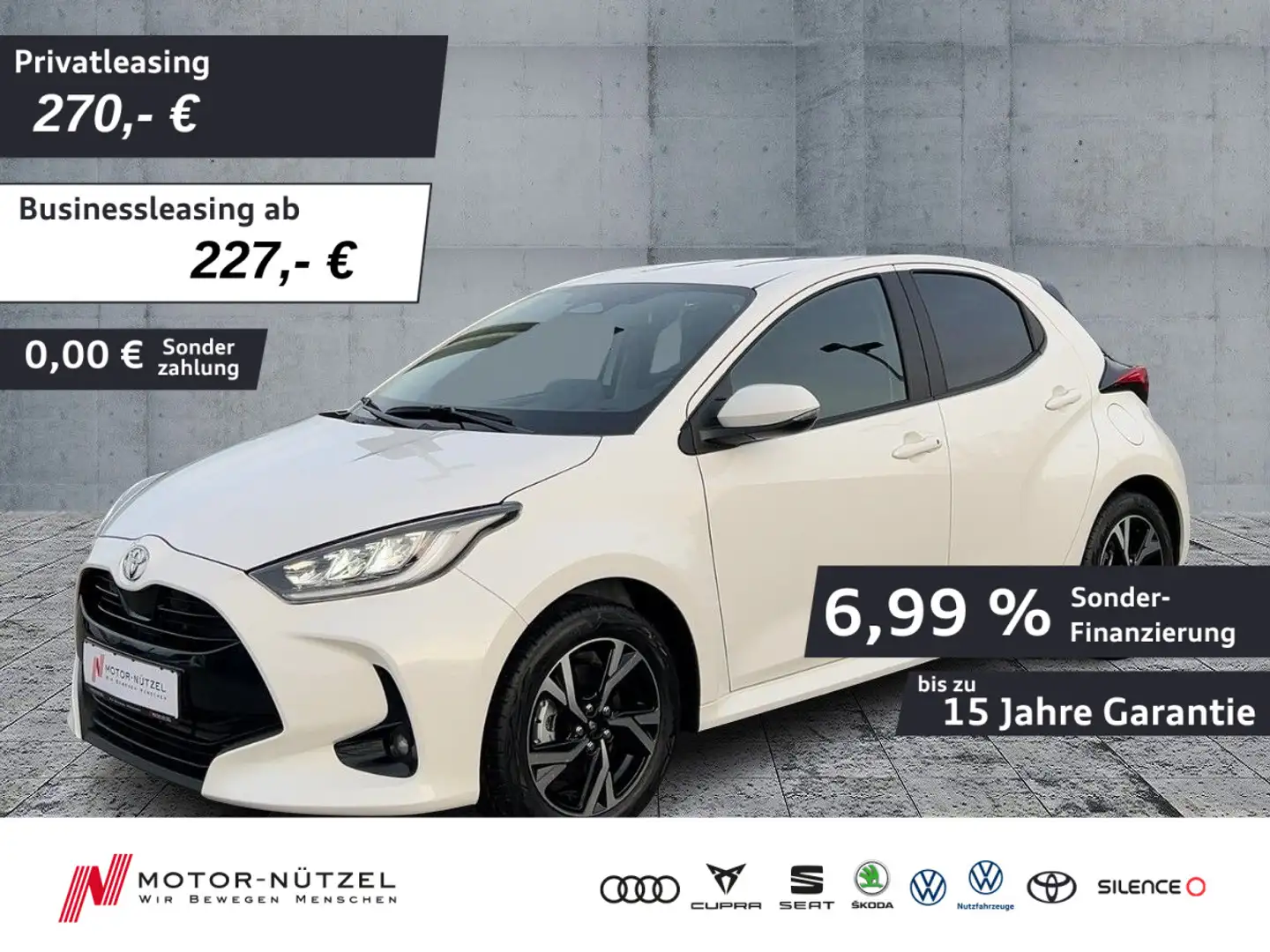 Toyota Yaris 1.5 Hybrid TEAMPLAYER LED+ACC+APP+SHZ+RFK Weiß - 1
