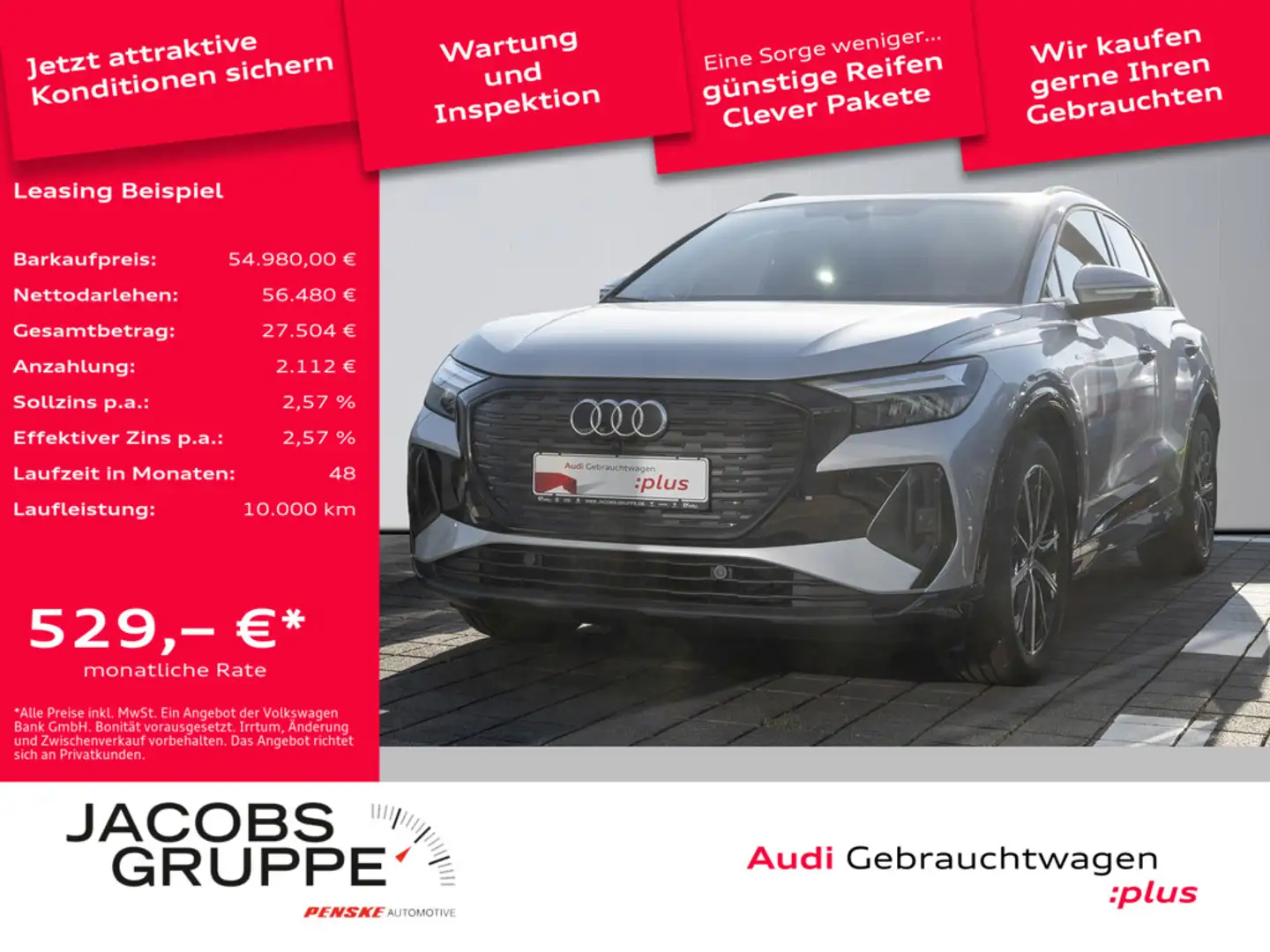Audi Q4 e-tron 45 2xS line/Wärmepumpe/HuD/Pano/AHK/360°/ACC Argent - 1