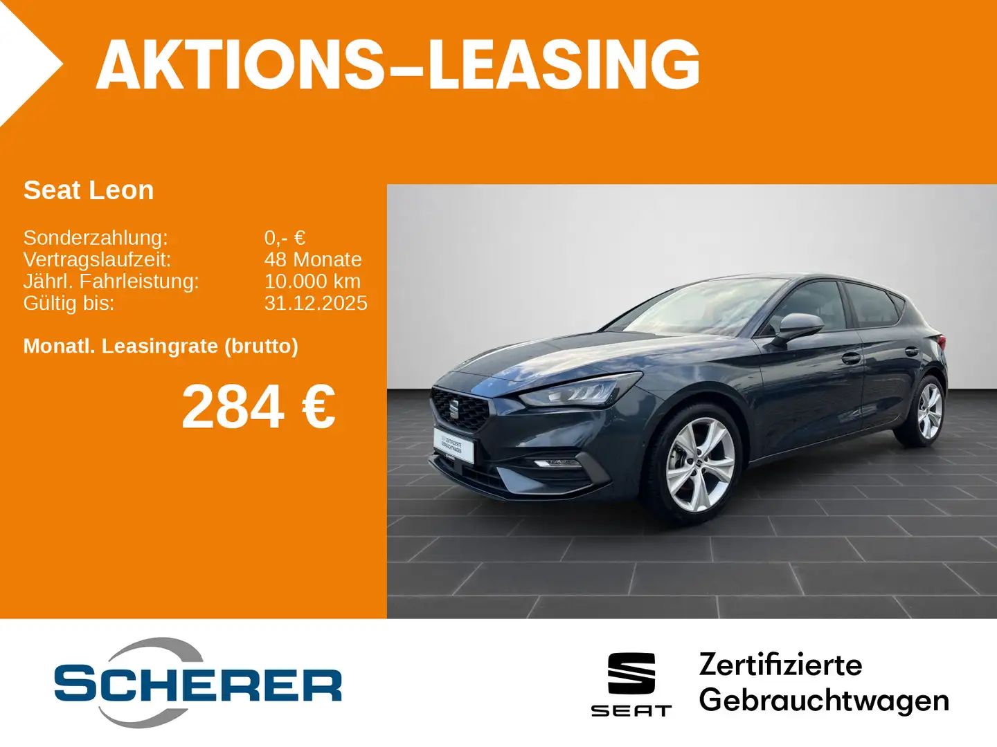 SEAT Leon 2,0 TDI DSG FR-Line/RFK/NAVI/LED/PDC/Sitzhe Grau - 1