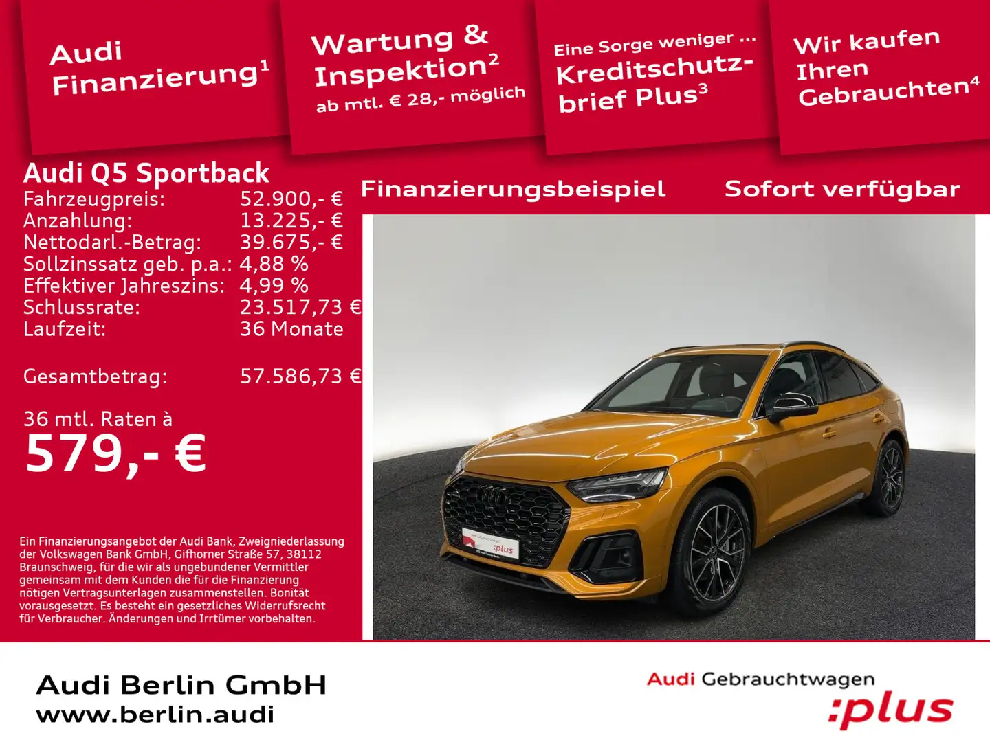 Audi Q5 S line 55 TFSI e qu.S tr. MATRIX 36 Orange - 1