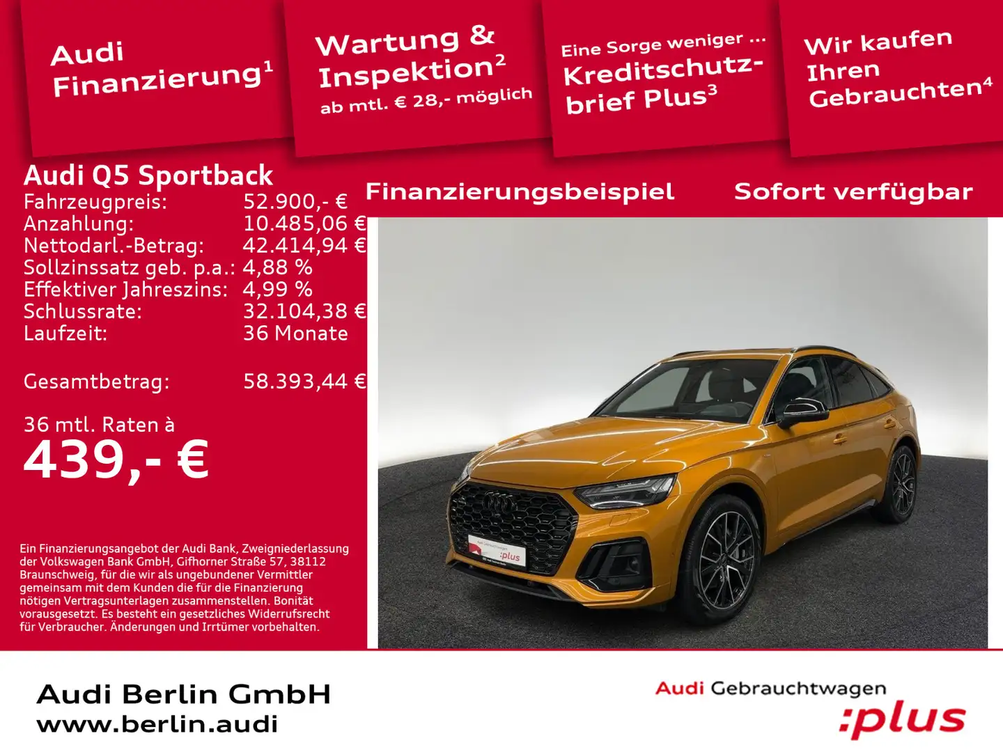 Audi Q5 S line 55 TFSI e qu.S tr. MATRIX 36 Orange - 1