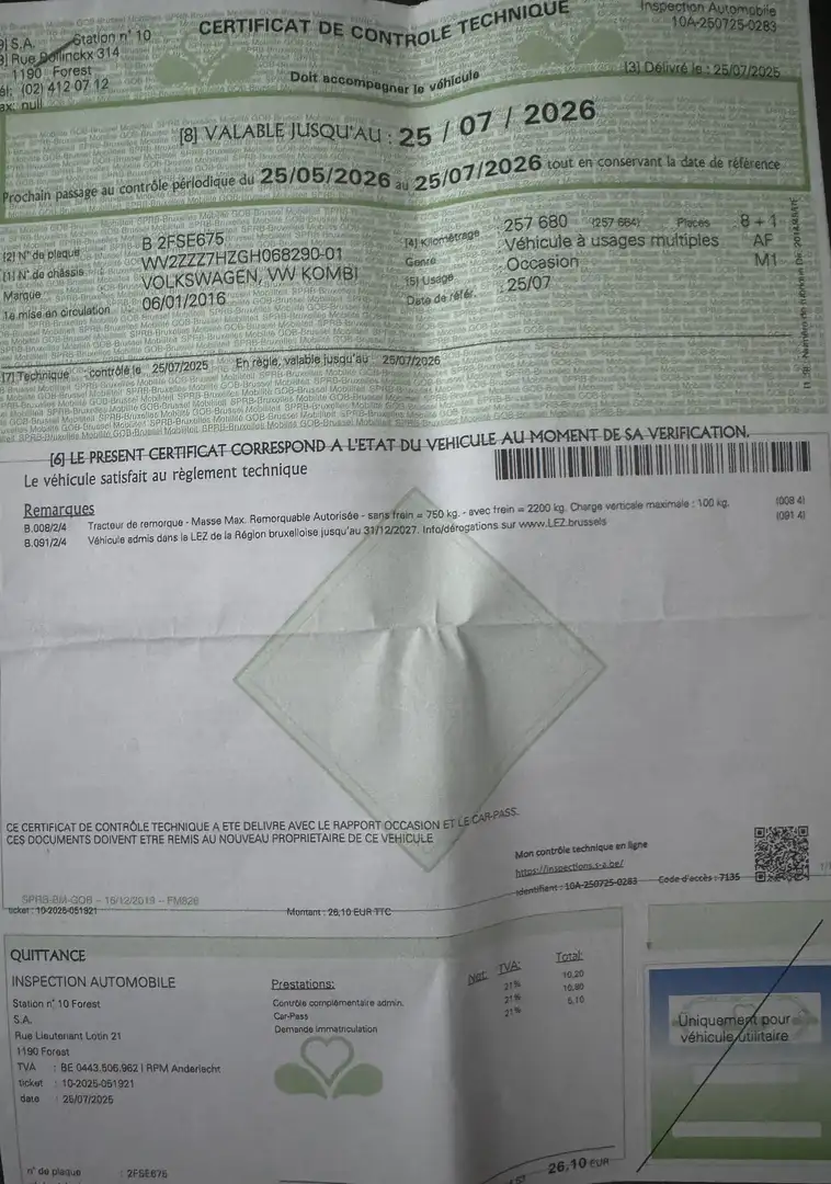 Volkswagen Transporter Volkswagen Transporter T6– Année 2016 Euro 6B - 1