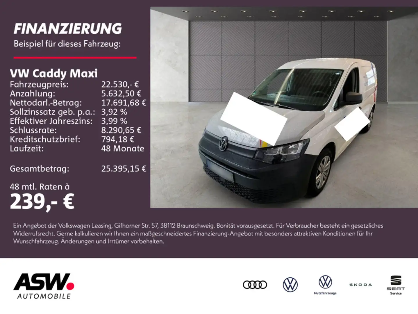 Volkswagen Caddy Caddy Cargo Maxi 2.0 TDI EcoProfi PDC Klima AHK Weiß - 1