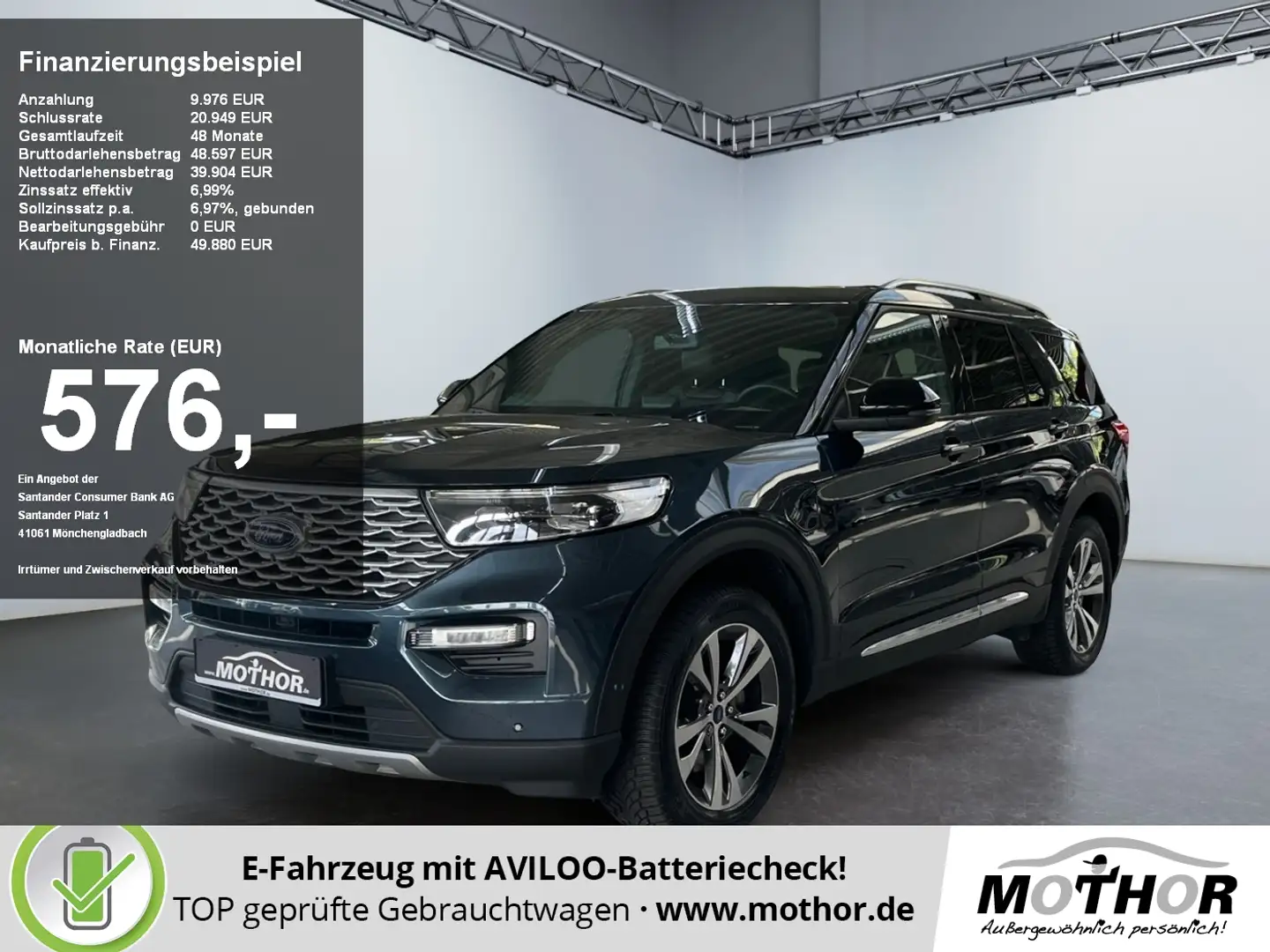 Ford Explorer Platinum 3.0 EcoBoost ACC Pano 4xSHZ Blu/Azzurro - 1