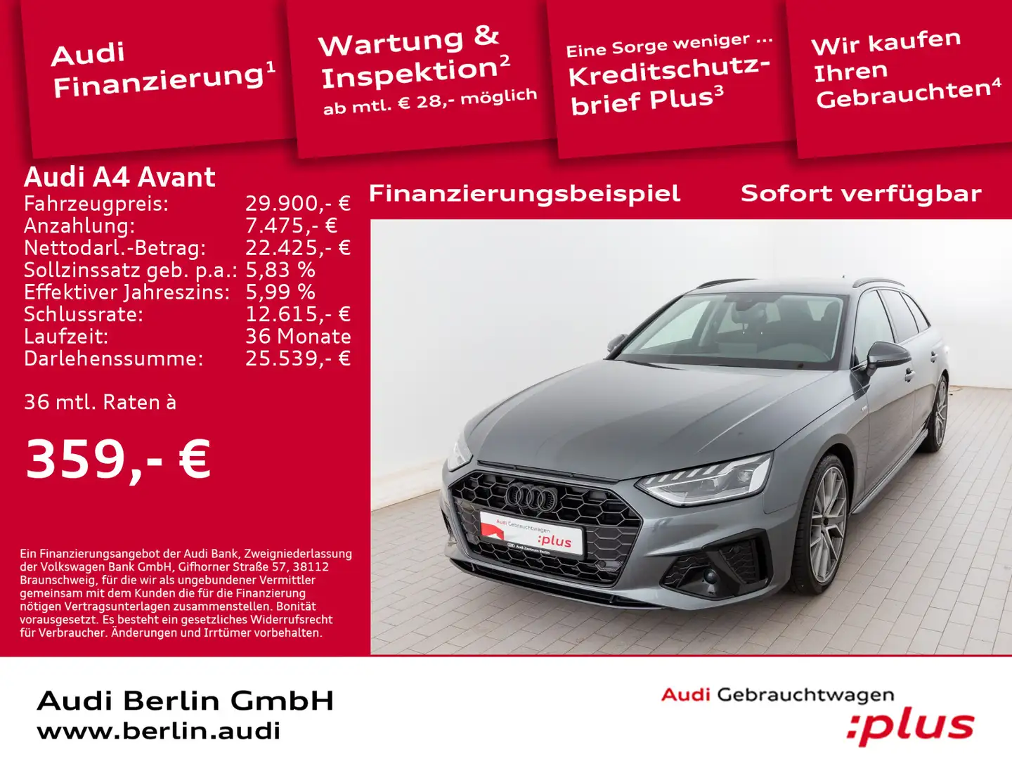 Audi A4 S line 35 TFSI S tr. SITZHZG LED PDC Grijs - 1