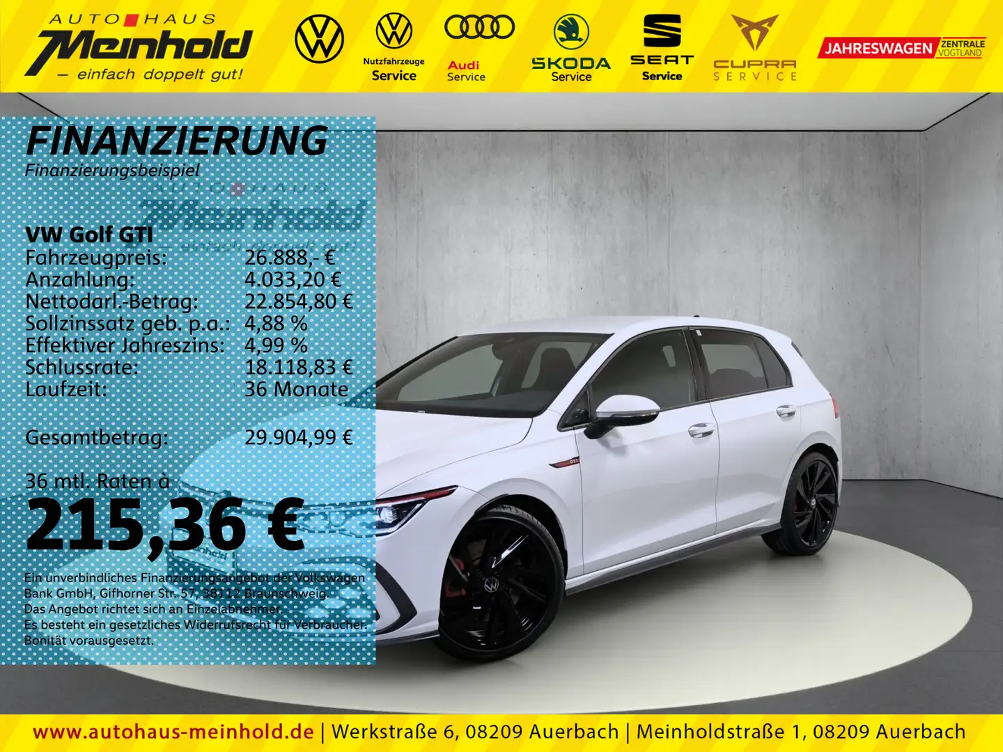 Volkswagen Golf GTI 2.0 TSI Matrix, Alu 19", NSW, Kamera Weiß - 1