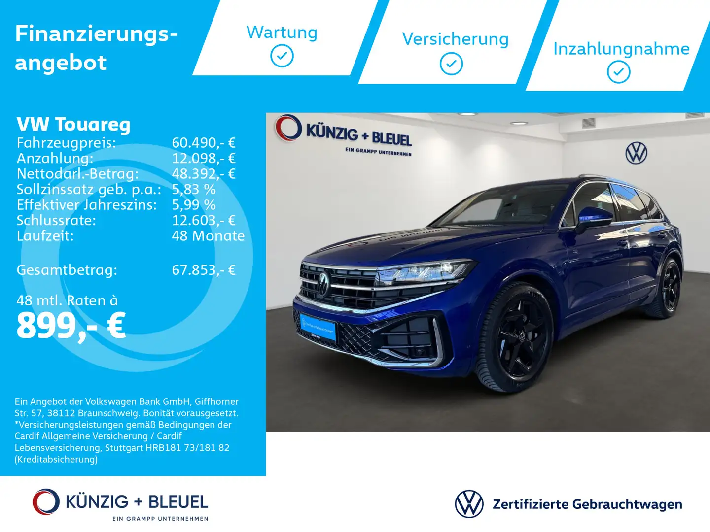 Volkswagen Touareg R-Line 3,0 TDI DSG Nav*AHK*Niveau*Travel Bleu - 1