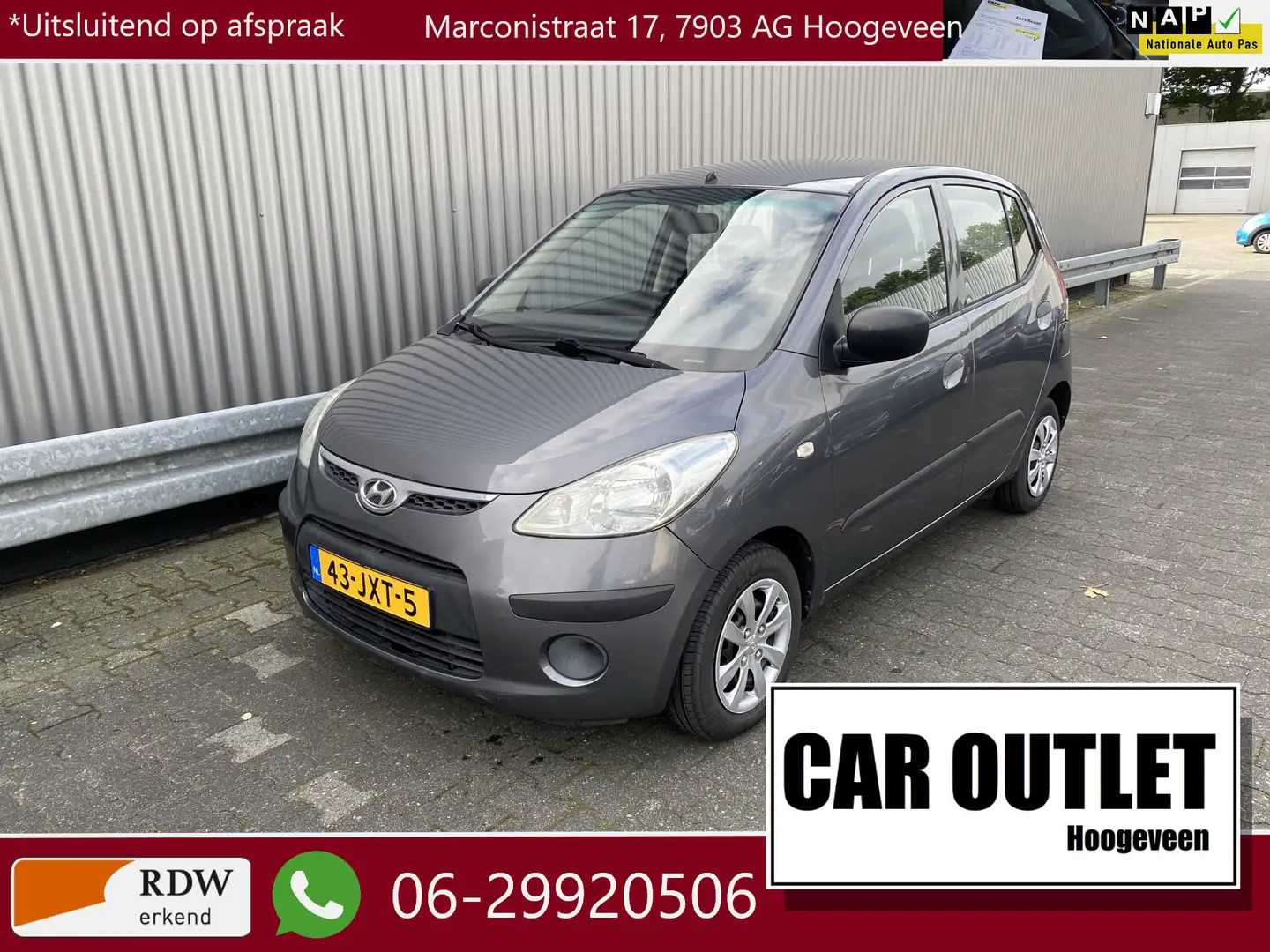Hyundai i10 1.1 Active Cool 157Dkm.NAP, A/C & Nieuwe APK – Inr Grijs - 1