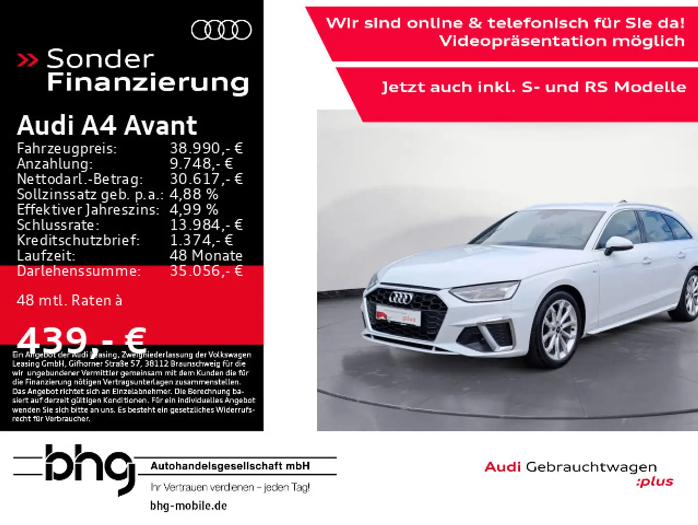 Audi A4 35 TFSI S tronic S line Leder AssistTou Weiß - 1
