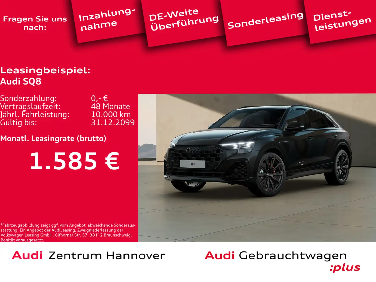 Audi SQ8 4.0 TFSI qu. Head-Up Pano Standh. Laser B&O Schwarz - 1