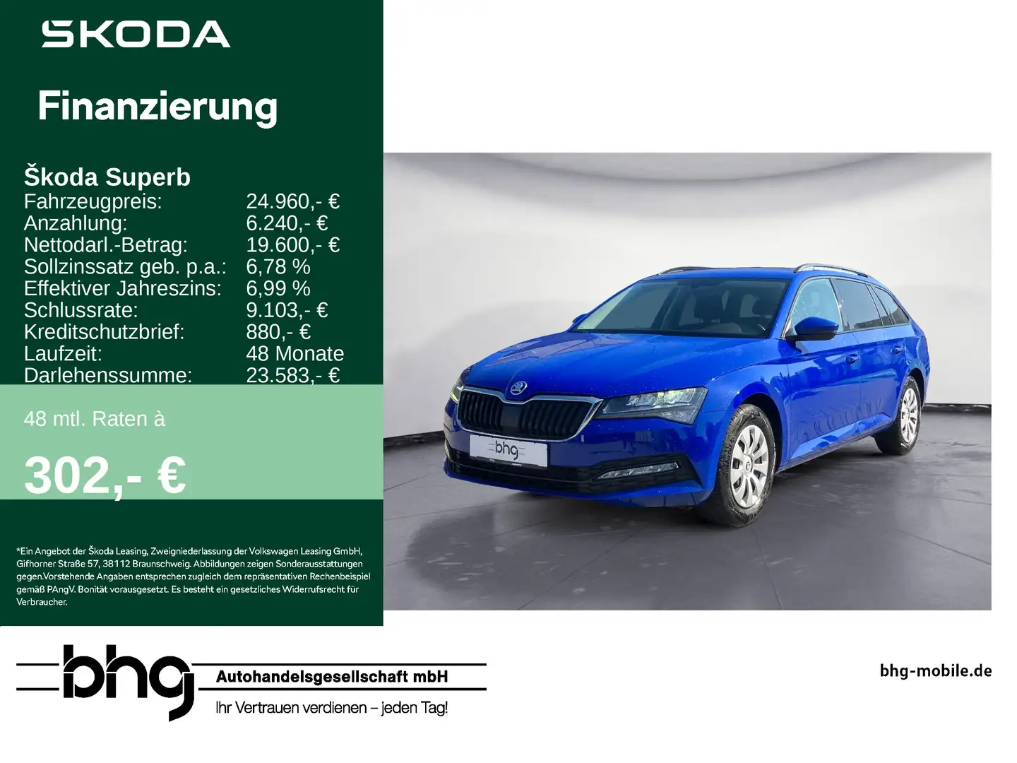Skoda Superb Combi 1.5 TSI DSG Active Blau - 1