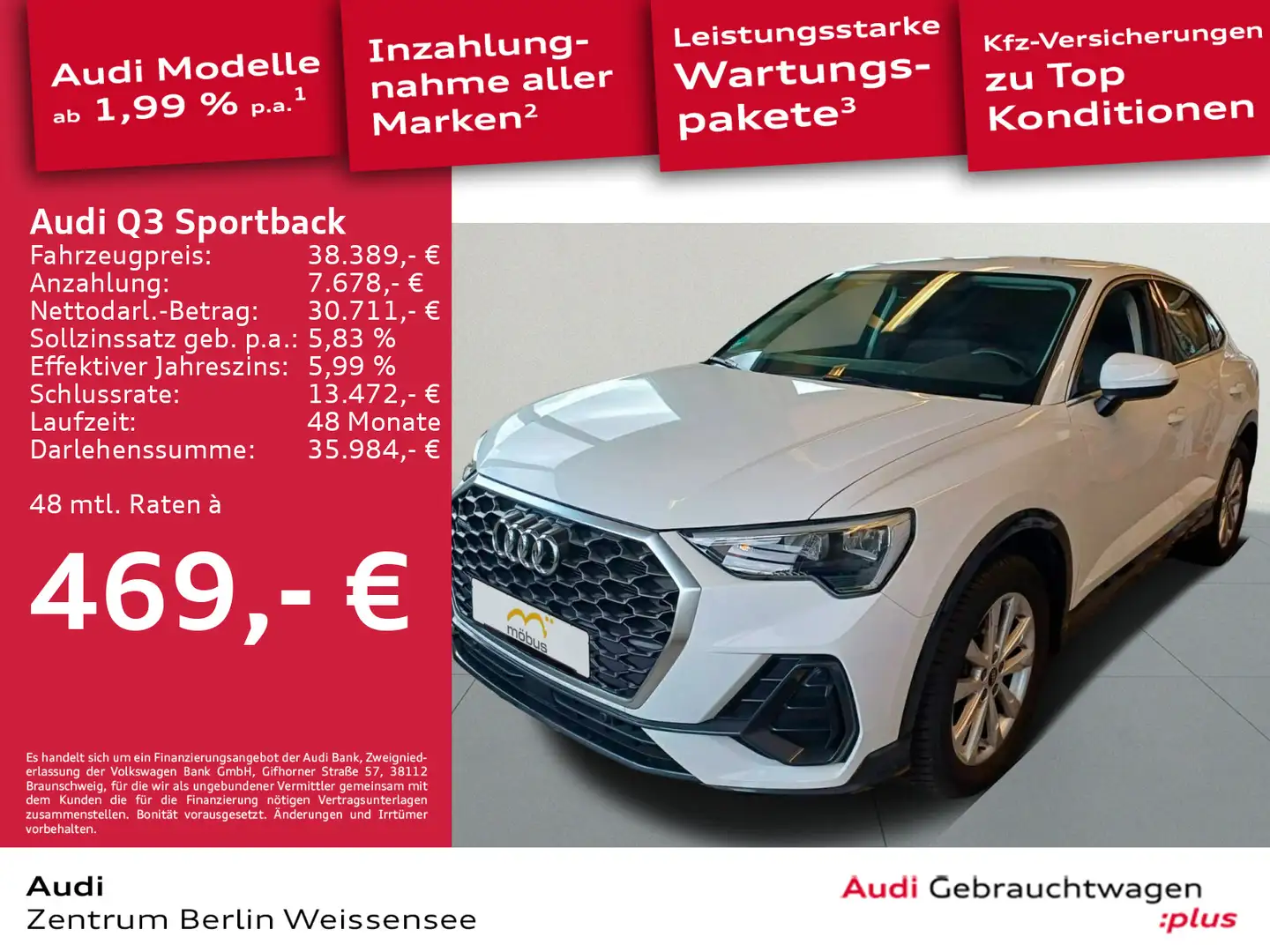 Audi Q3 40 TFSI S-TRO*QUA*LED*RFK*STAND*ACC Weiß - 1
