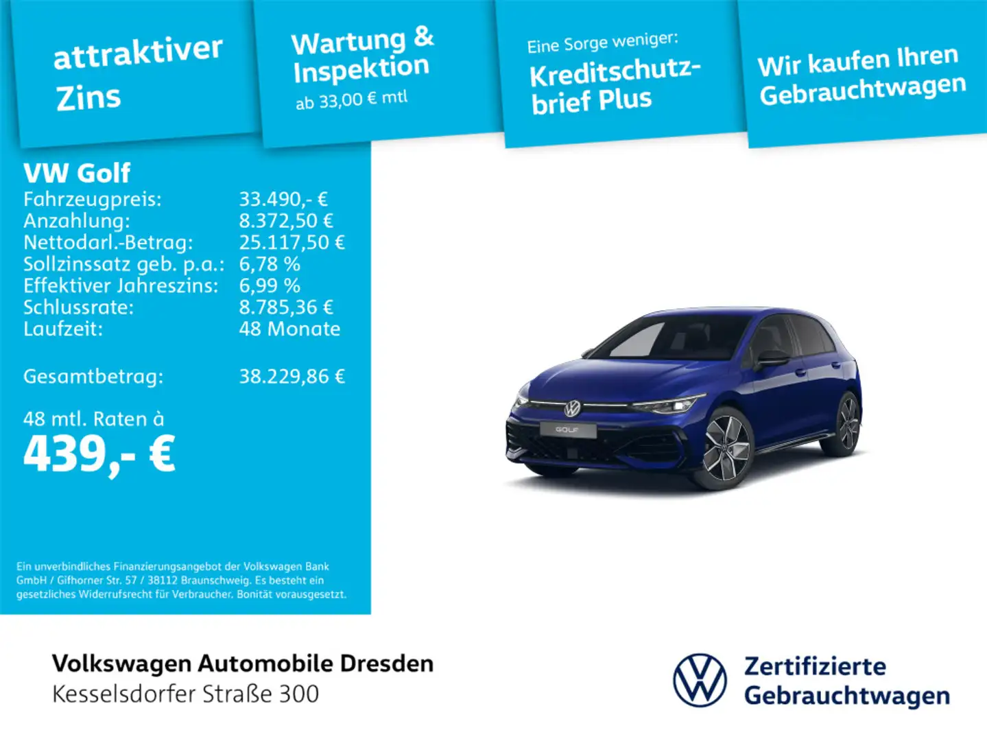 Volkswagen Golf R-Line 1.5 TSI Blau - 1