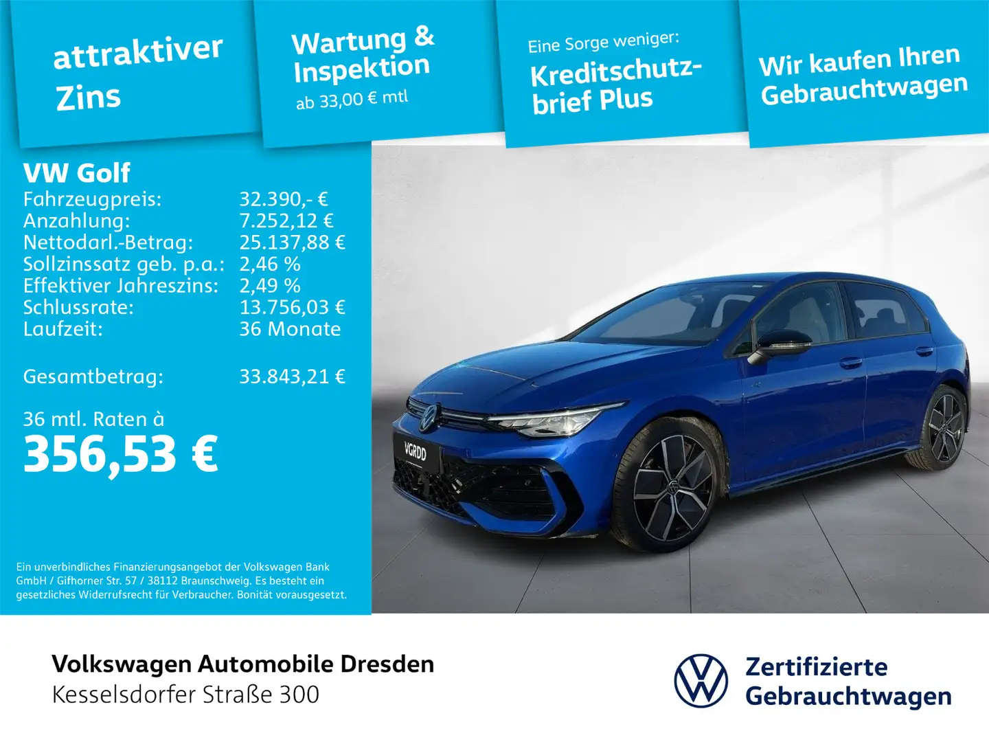 Volkswagen Golf VIII 1.5 TSI DSG R-Line ACC Kamera LED Blau - 1